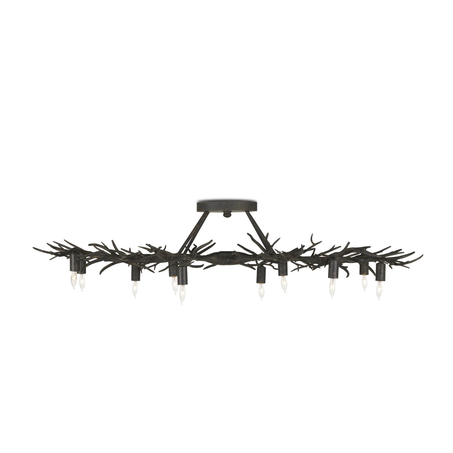 Currey and Company - 9000-0981 - Ten Light Semi-Flush Mount - Rainforest Collection - Rustic Bronze