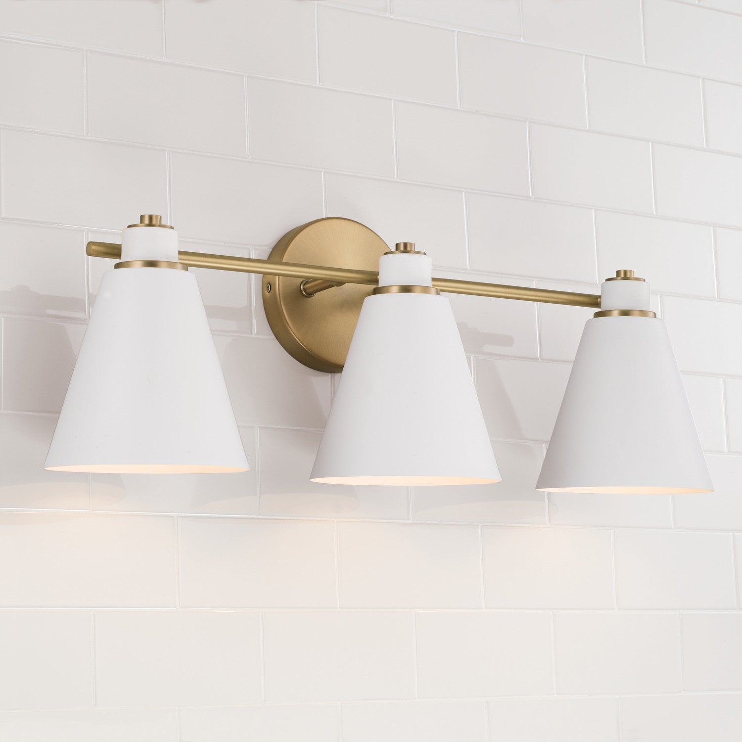 Capital Lighting - 150131AW - Three Light Vanity - Bradley - Aged Brass and White