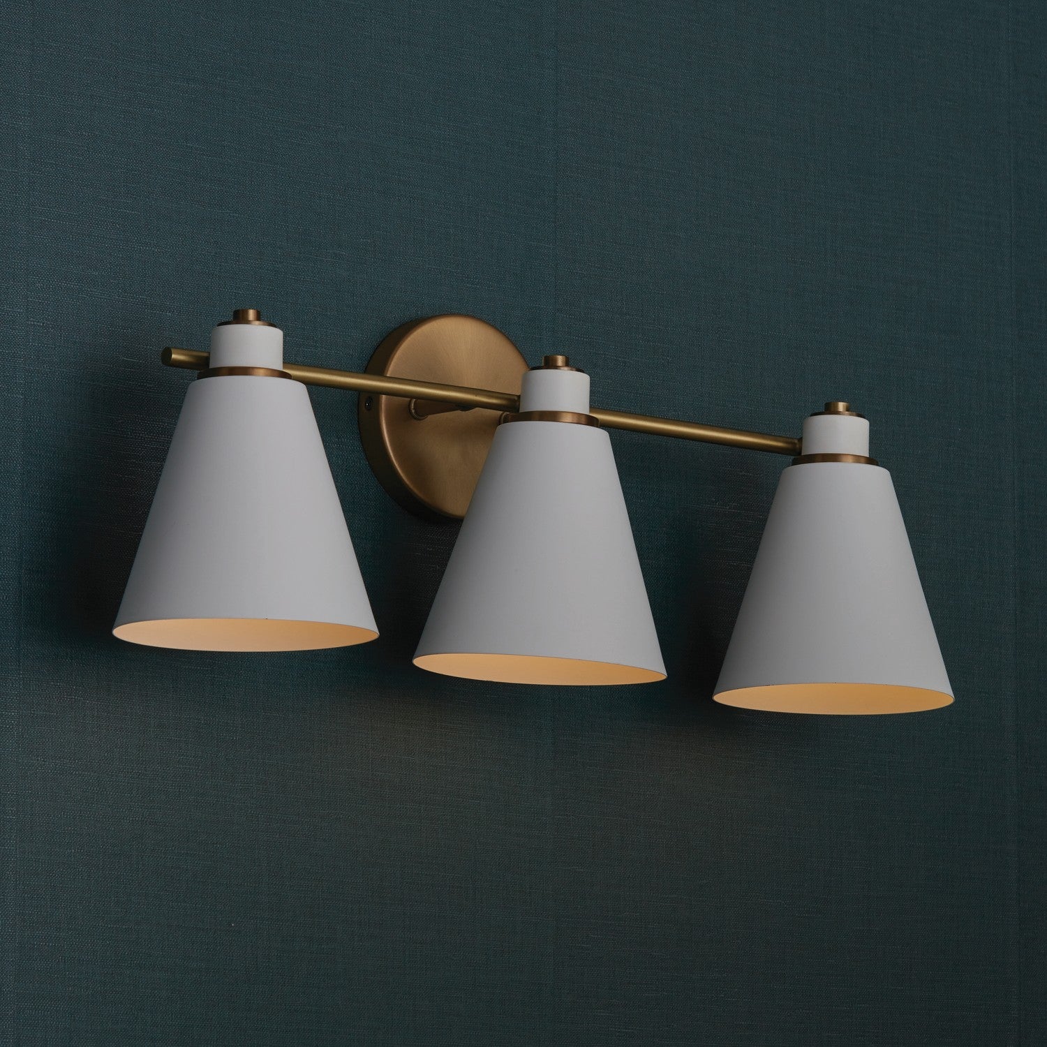 Capital Lighting - 150131AW - Three Light Vanity - Bradley - Aged Brass and White