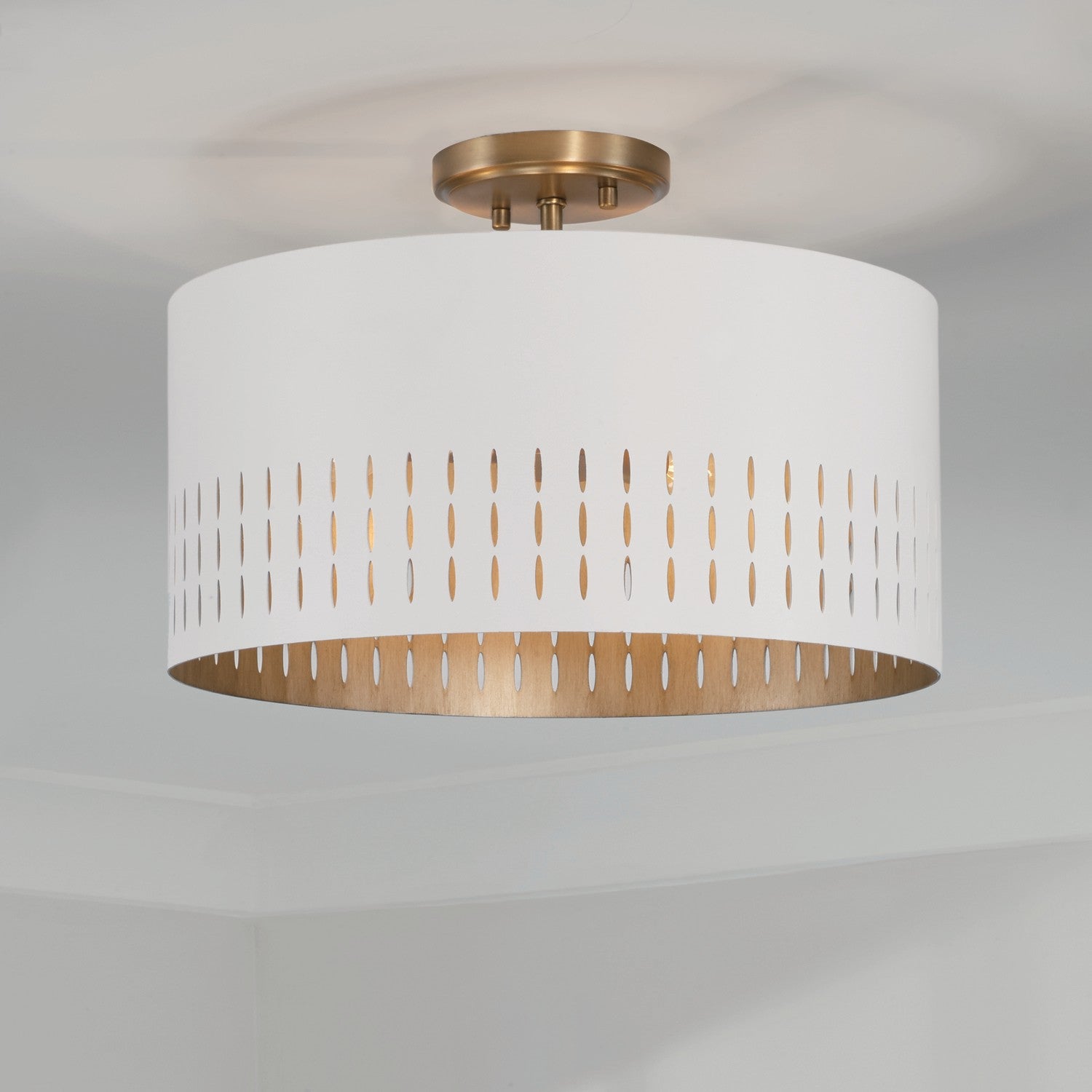 Capital Lighting - 250231AW - Three Light Dual Mount Semi Flush/Pendant - Dash - Aged Brass and White