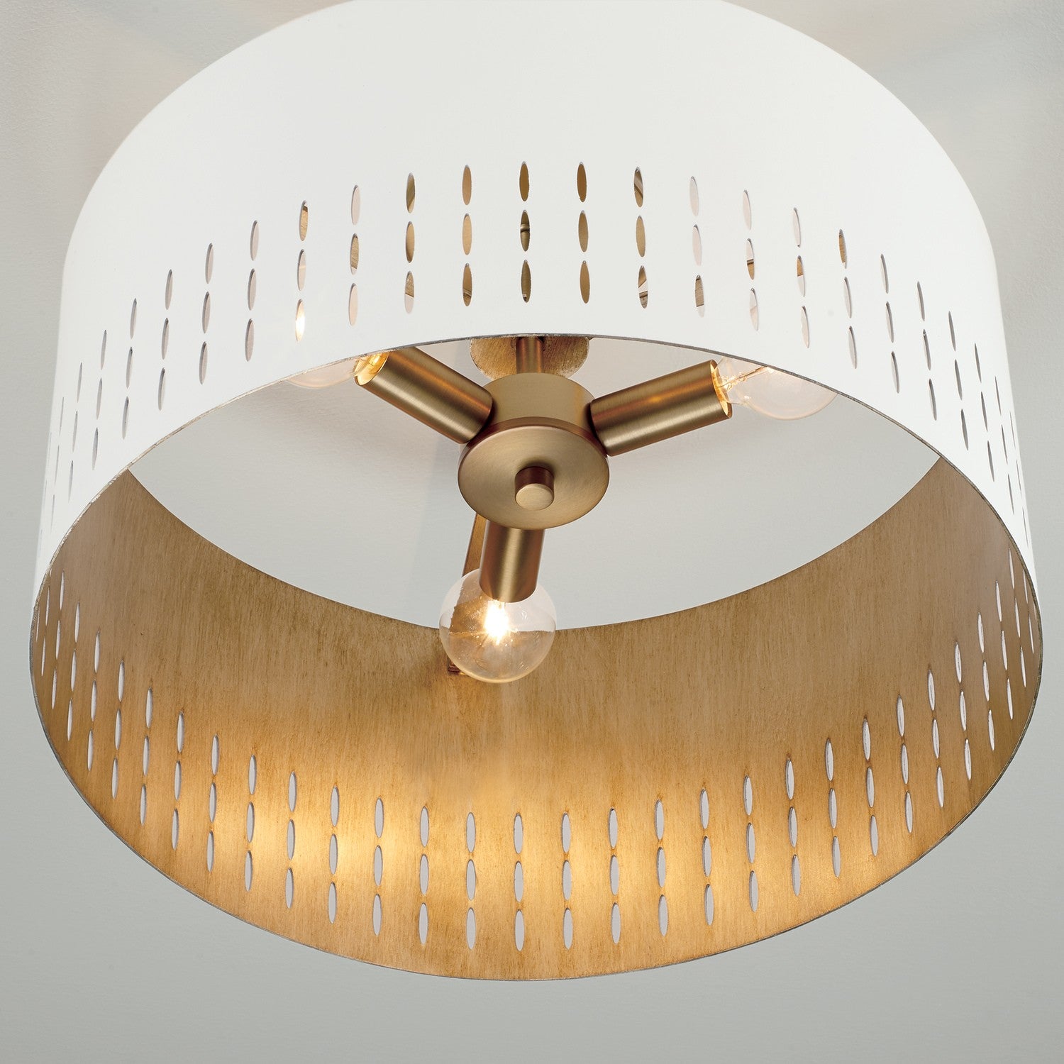 Capital Lighting - 250231AW - Three Light Dual Mount Semi Flush/Pendant - Dash - Aged Brass and White