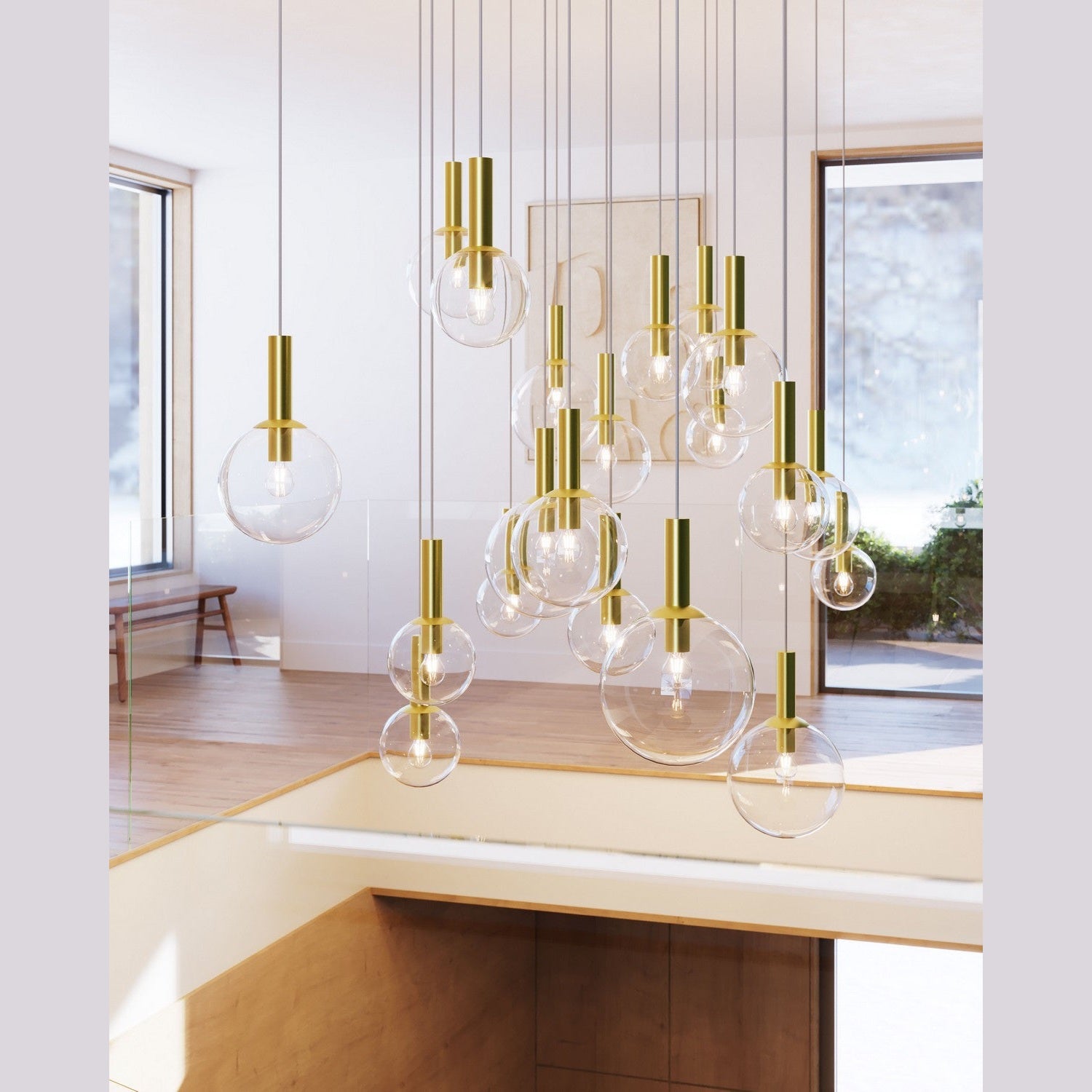 Sonneman - 3762.38 - One Light Pendant - Bubbles - Satin Brass