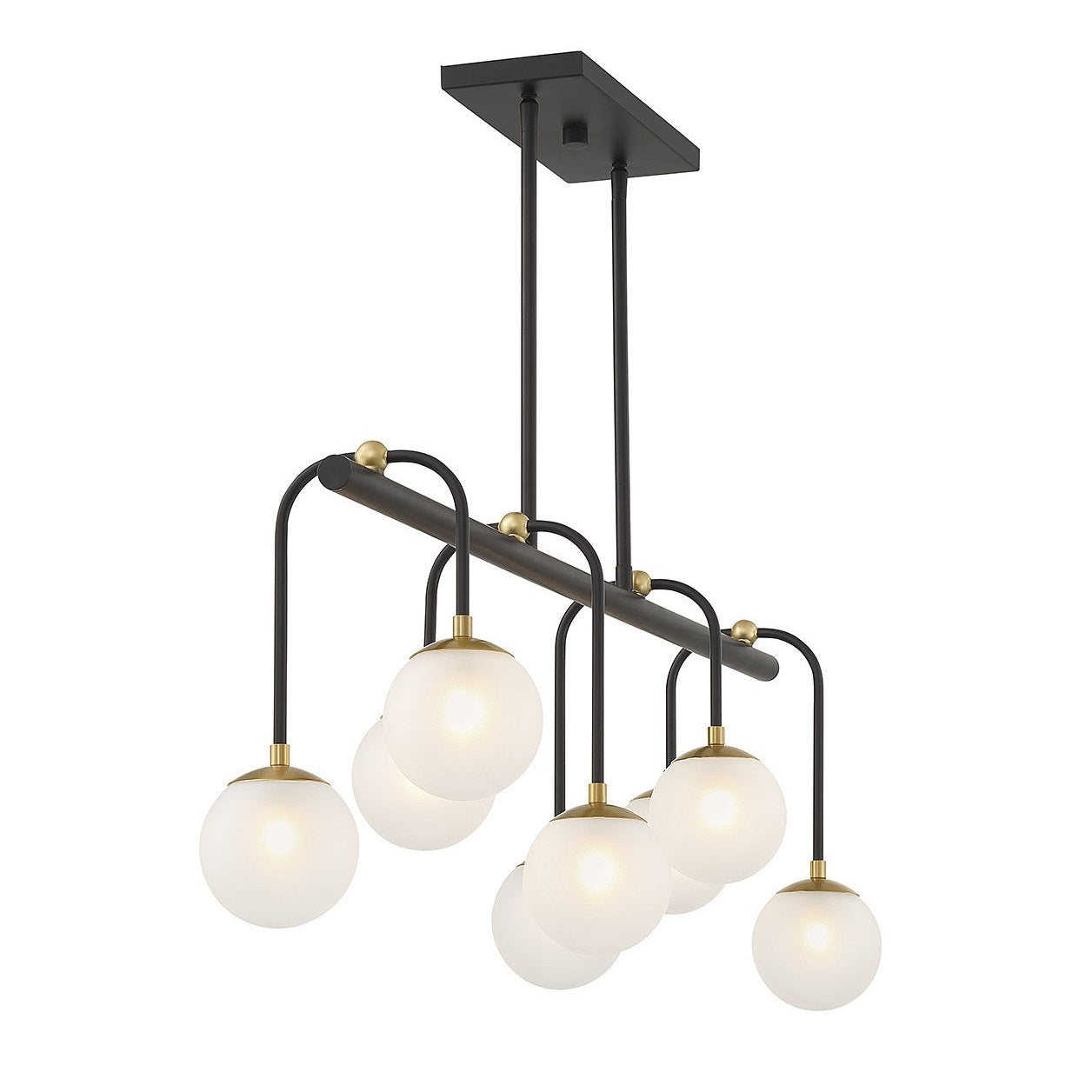 Savoy House - 1-6699-8-143 - Eight Light Linear Chandelier - Couplet - Matte Black with Warm Brass