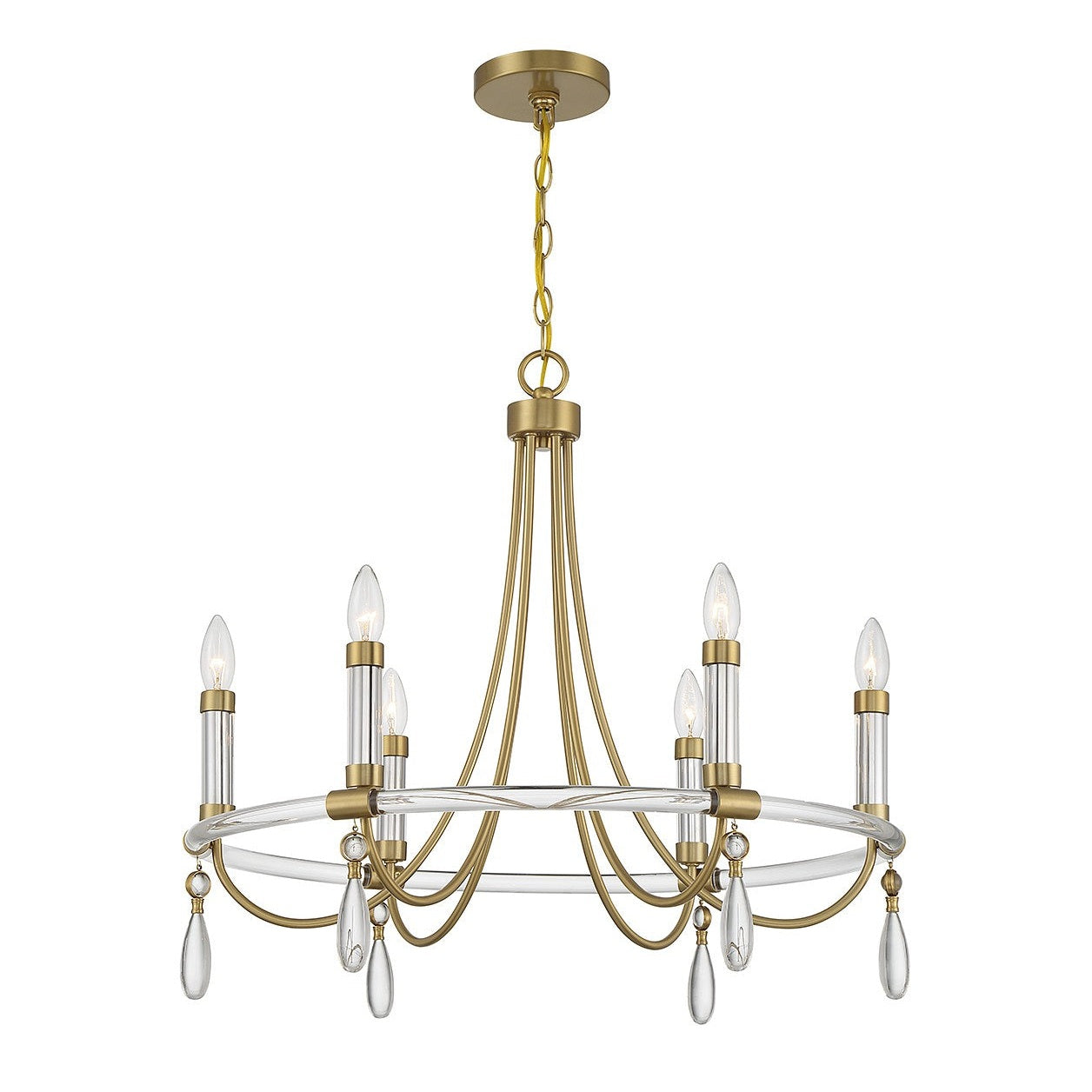 Savoy House - 1-7716-6-195 - Six Light Chandelier - Mayfair - Warm Brass and Chrome