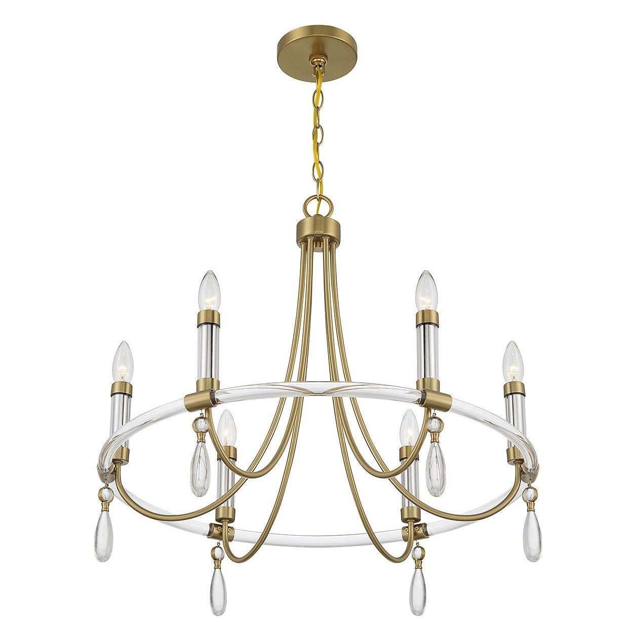 Savoy House - 1-7716-6-195 - Six Light Chandelier - Mayfair - Warm Brass and Chrome