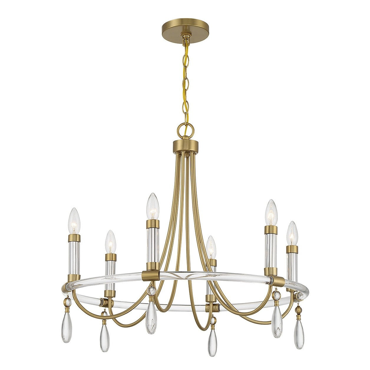 Savoy House - 1-7716-6-195 - Six Light Chandelier - Mayfair - Warm Brass and Chrome