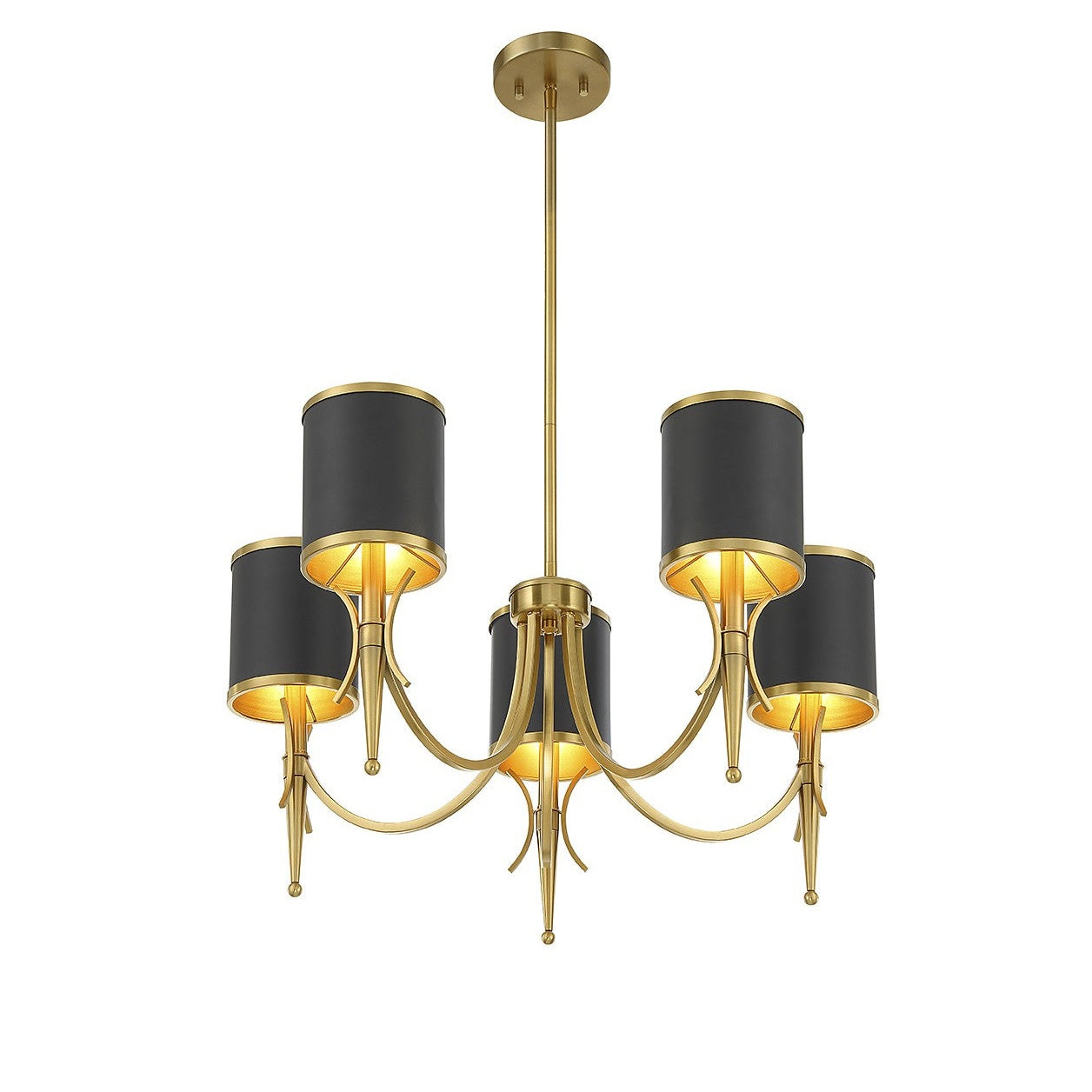Savoy House - 1-9945-5-143 - Five Light Chandelier - Quincy - Matte Black with Warm Brass