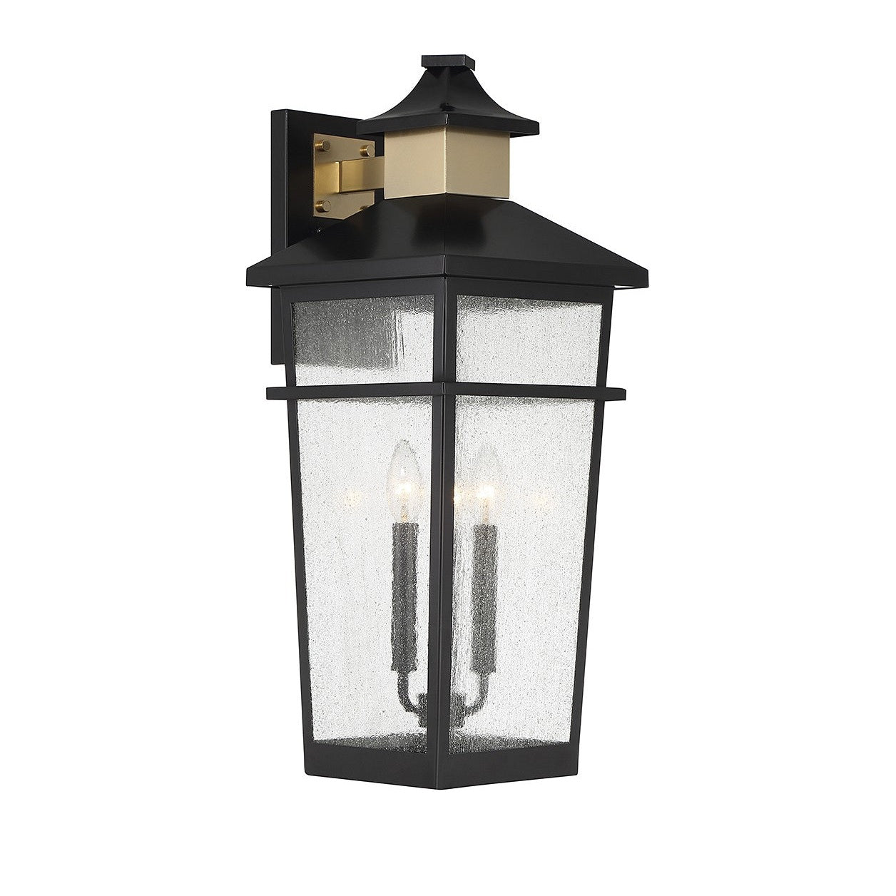 Savoy House - 5-715-143 - Three Light Outdoor Wall Lantern - Kingsley - Matte Black with Warm Brass