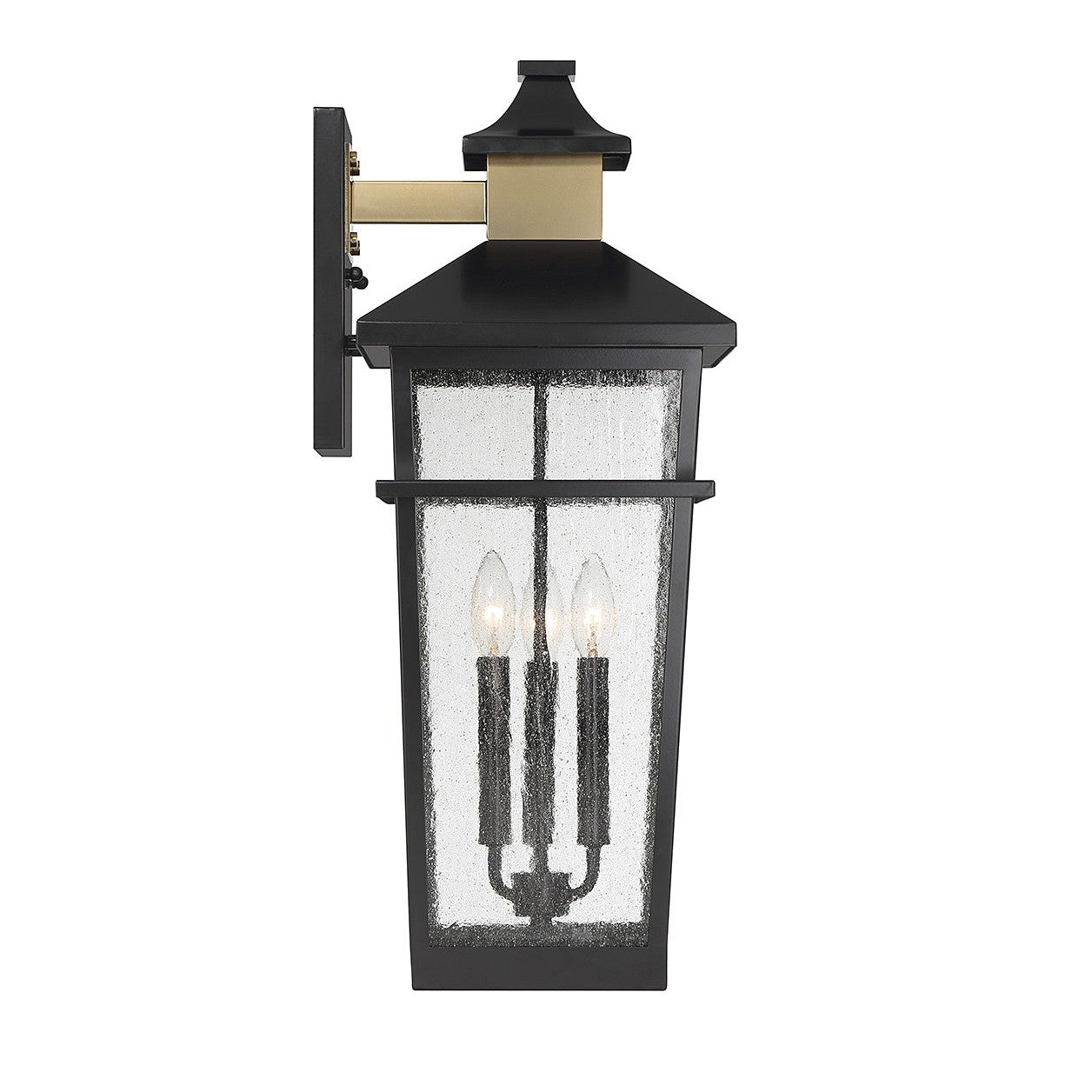 Savoy House - 5-715-143 - Three Light Outdoor Wall Lantern - Kingsley - Matte Black with Warm Brass