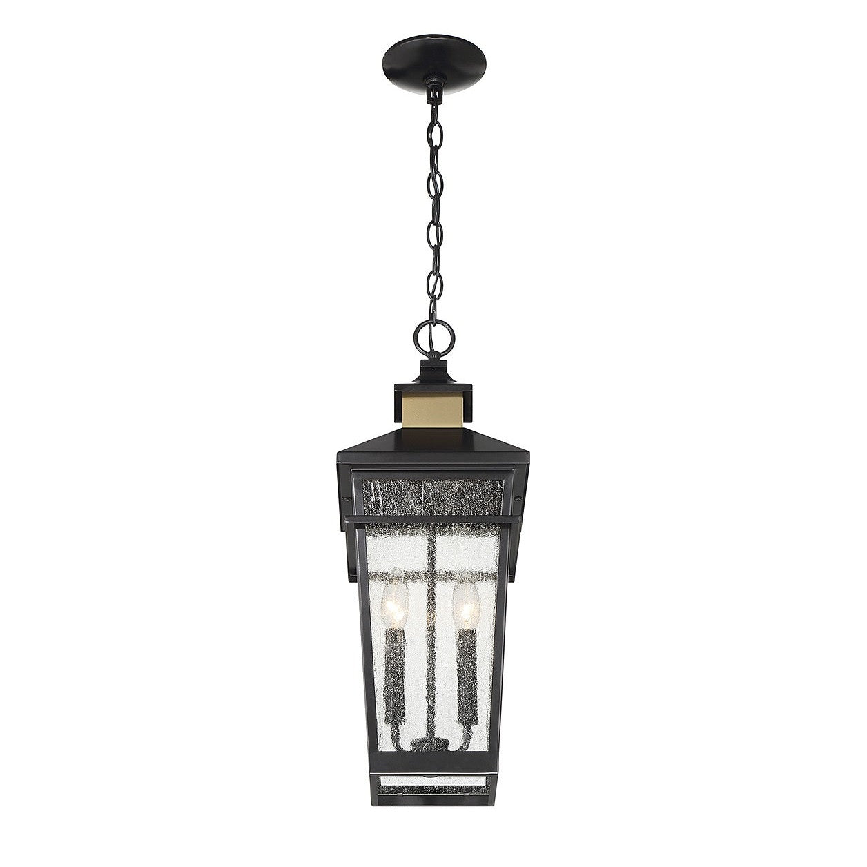 Savoy House - 5-717-143 - Two Light Outdoor Hanging Lantern - Kingsley - Matte Black with Warm Brass