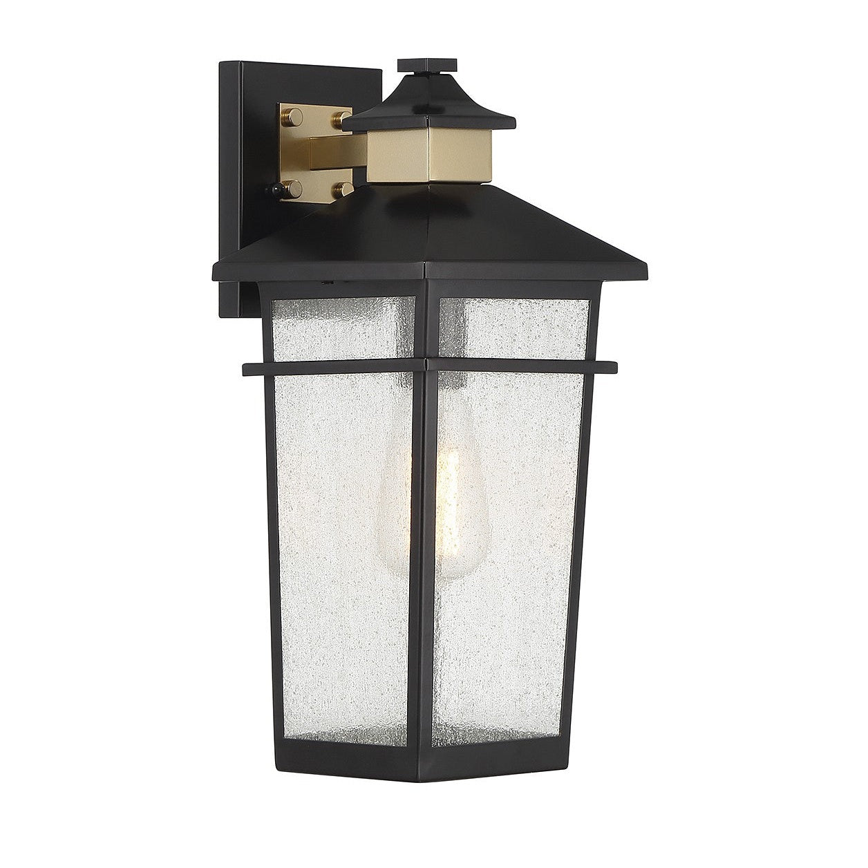 Savoy House - 5-719-143 - One Light Outdoor Wall Lantern - Kingsley - Matte Black with Warm Brass