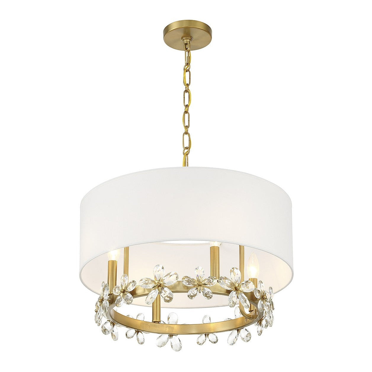 Savoy House - 7-4366-4-322 - Four Light Pendant - Dahlia - Warm Brass