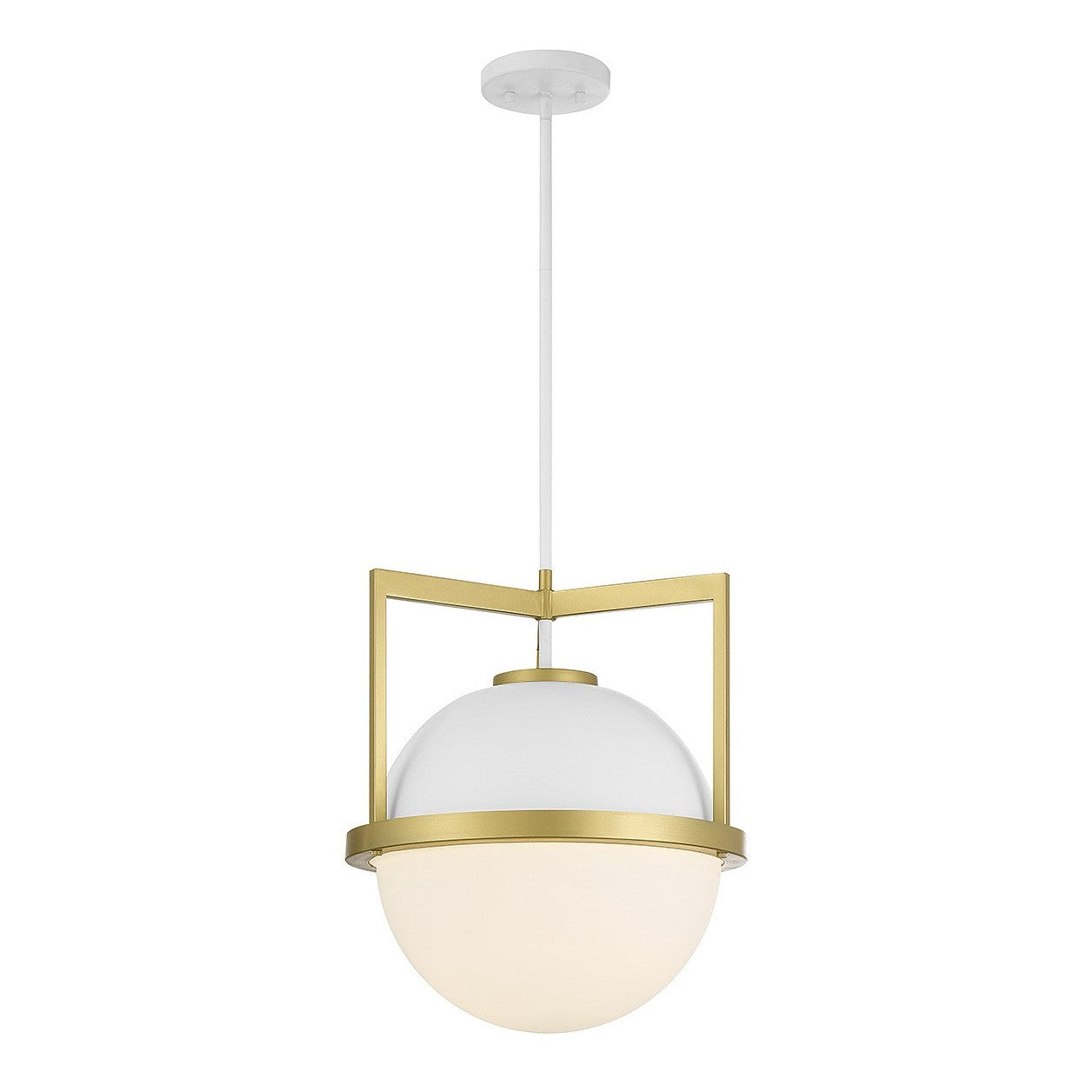 Savoy House - 7-4600-1-142 - One Light Pendant - Carlysle - White with Warm Brass
