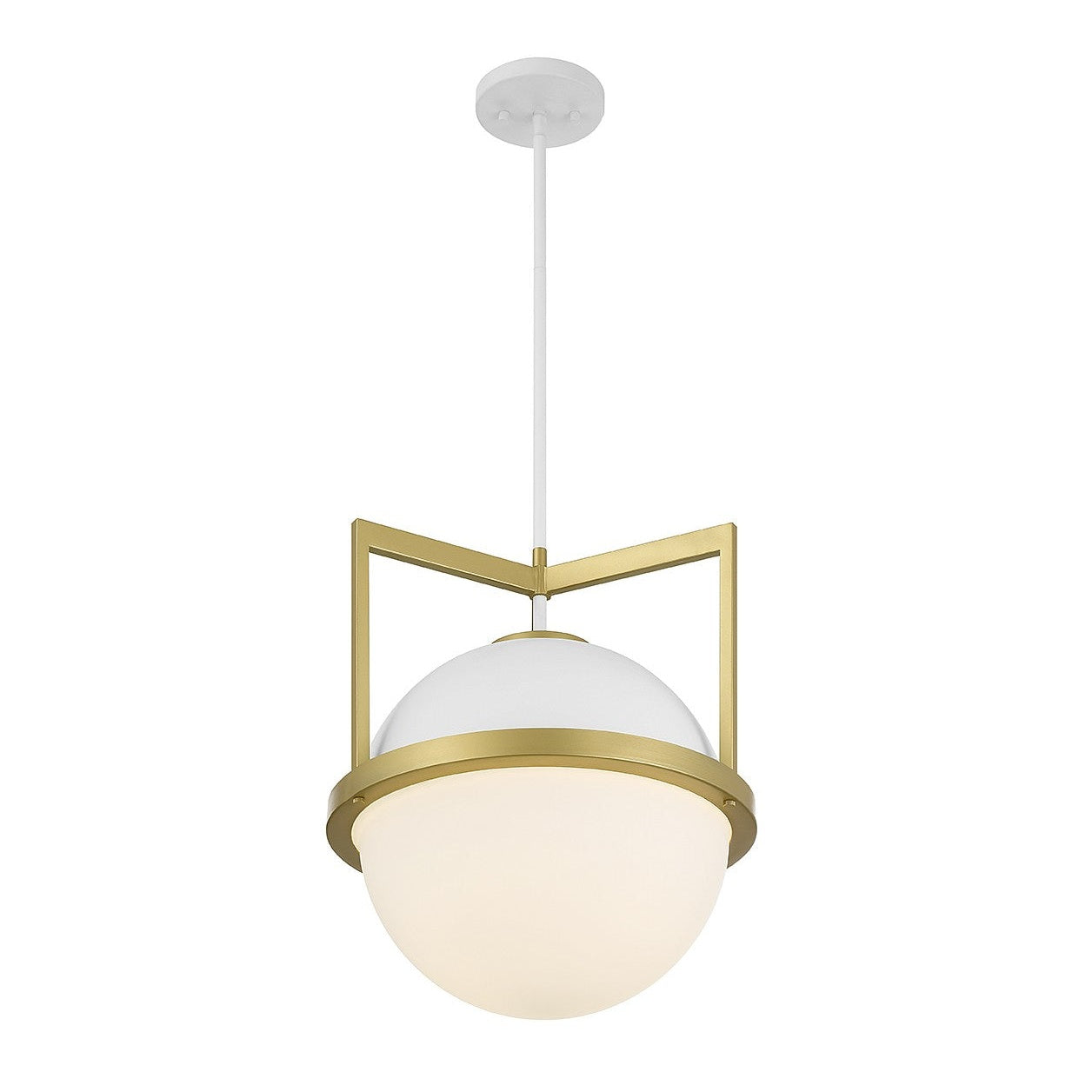 Savoy House - 7-4600-1-142 - One Light Pendant - Carlysle - White with Warm Brass