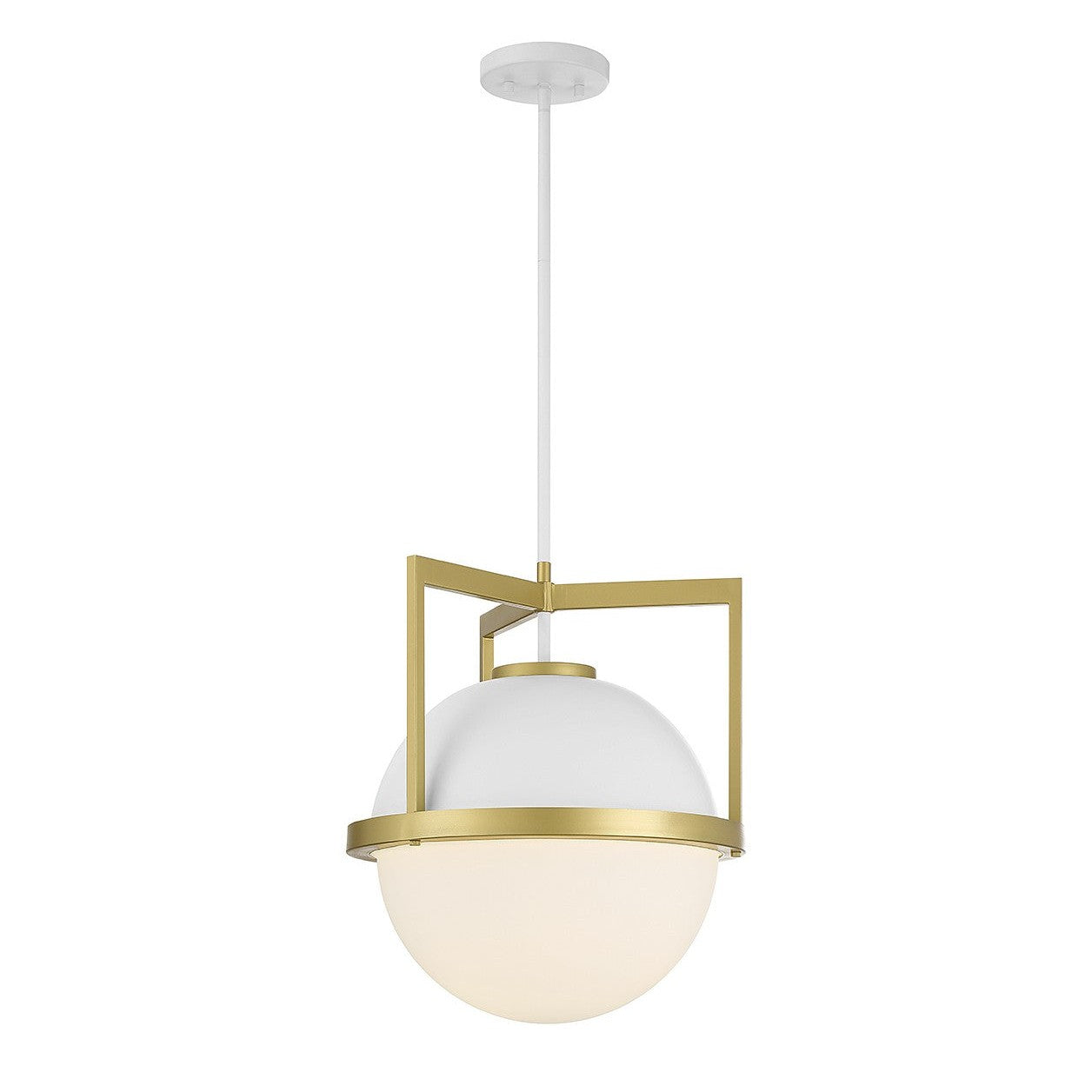 Savoy House - 7-4600-1-142 - One Light Pendant - Carlysle - White with Warm Brass