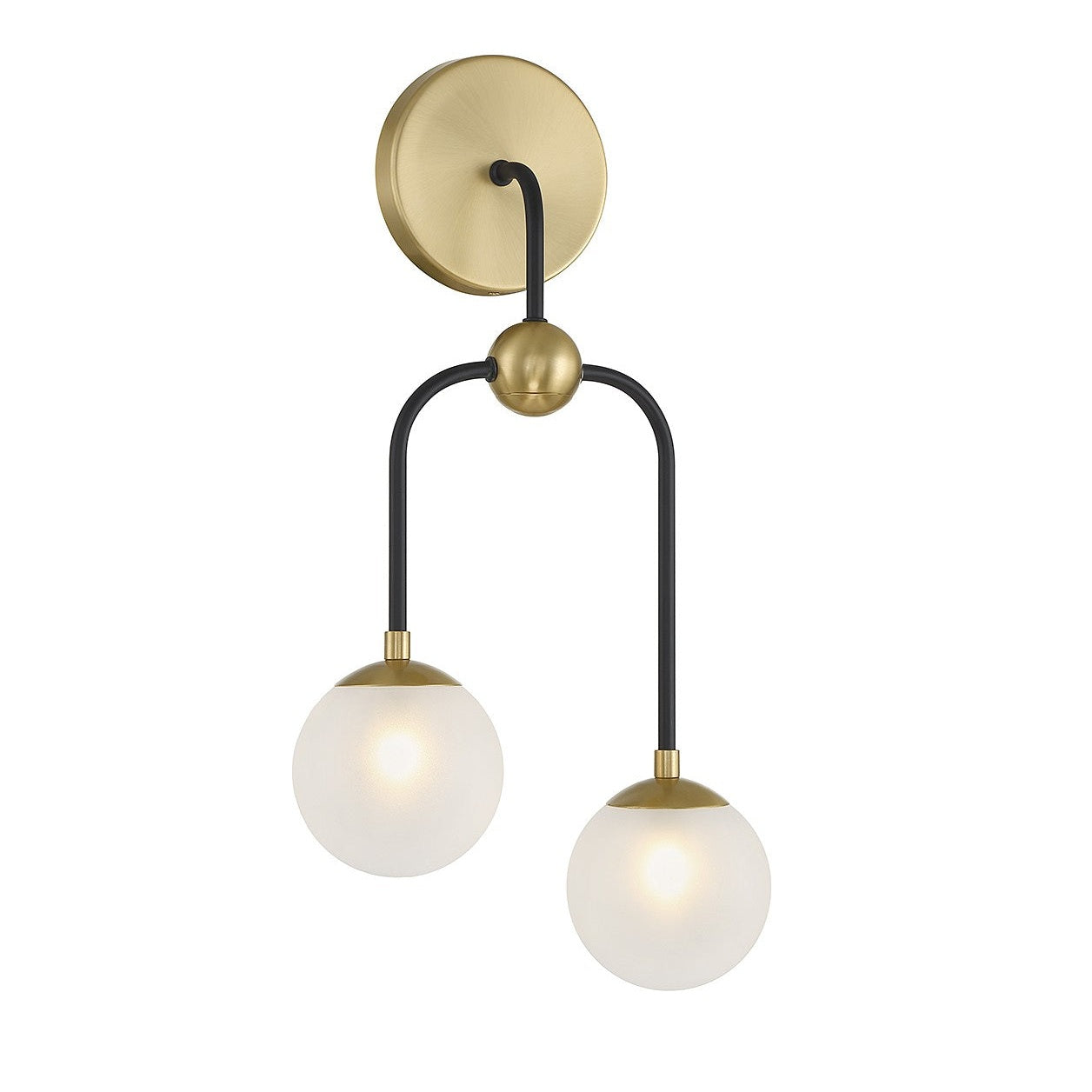 Savoy House - 9-6696-2-143 - Two Light Wall Sconce - Couplet - Matte Black with Warm Brass