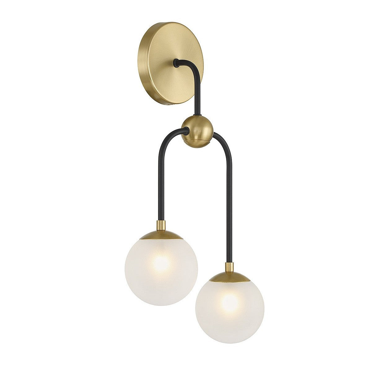 Savoy House - 9-6696-2-143 - Two Light Wall Sconce - Couplet - Matte Black with Warm Brass