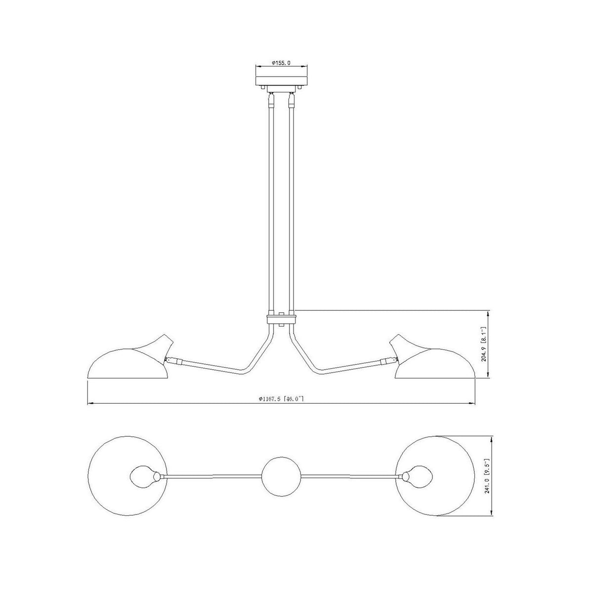 Z-Lite - 1942-2L-MB - Two Light Linear Chandelier - Bellamy - Matte Black