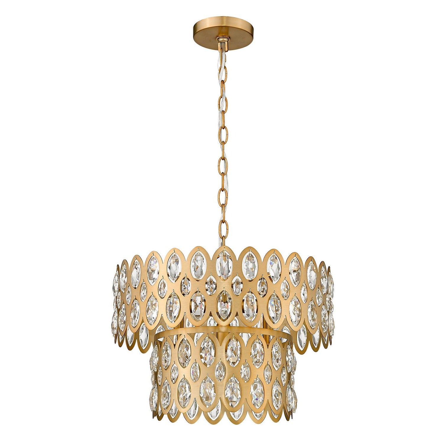 Z-Lite - 822P15-HB - Five Light Pendant - Dealey - Heirloom Brass
