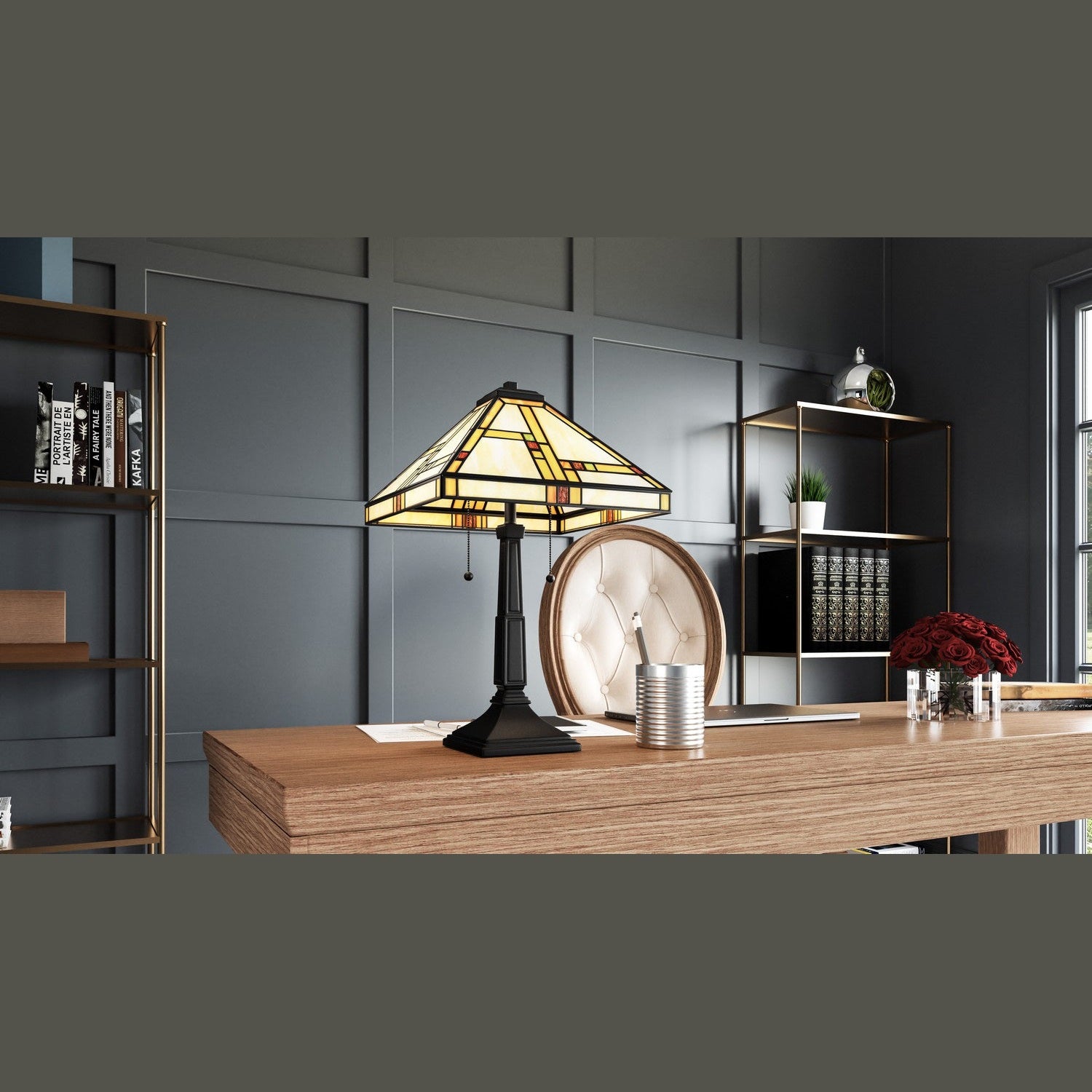 Quoizel - TF16136MBK - Two Light Table Lamp - Tiffany - Matte Black