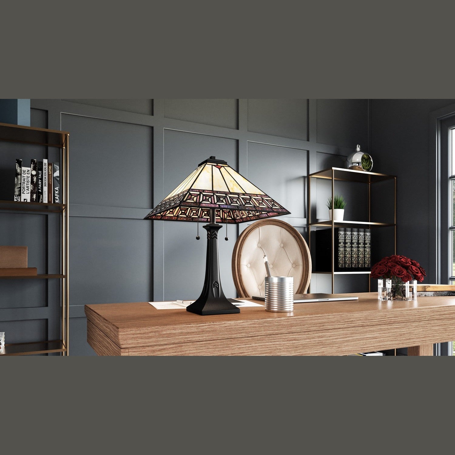 Quoizel - TF16138MBK - Two Light Table Lamp - Tiffany - Matte Black