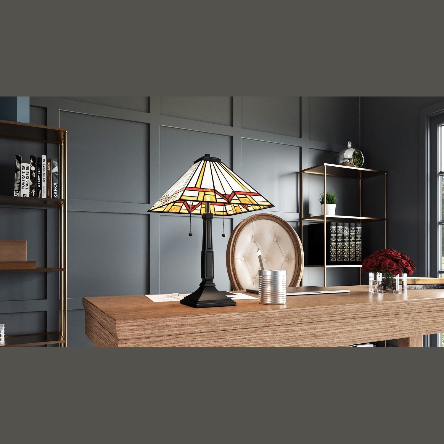 Quoizel - TF16140MBK - Two Light Table Lamp - Tiffany - Matte Black