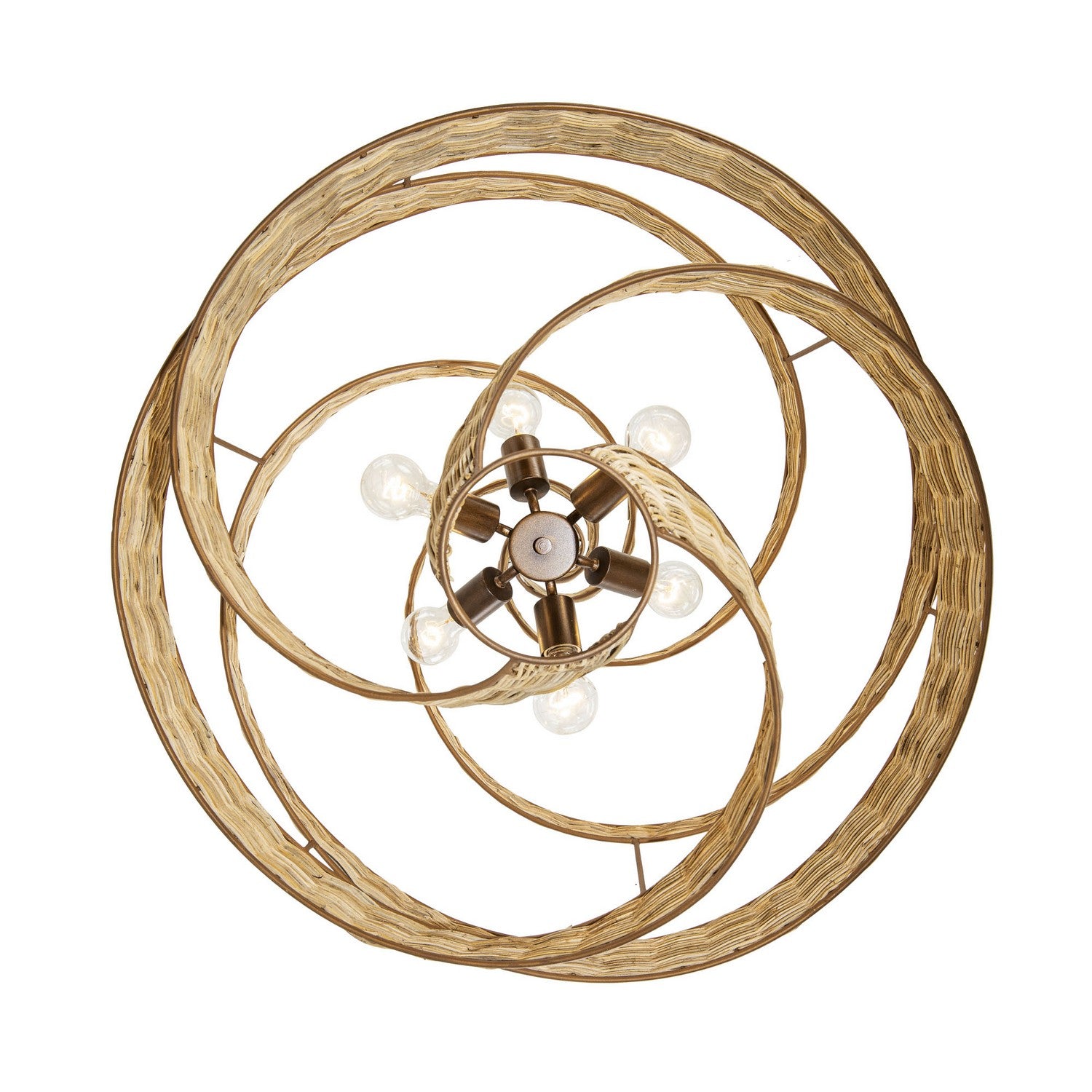Varaluz - 240P06LBTR - Six Light Pendant - Flow - Baguette/Natural Rattan
