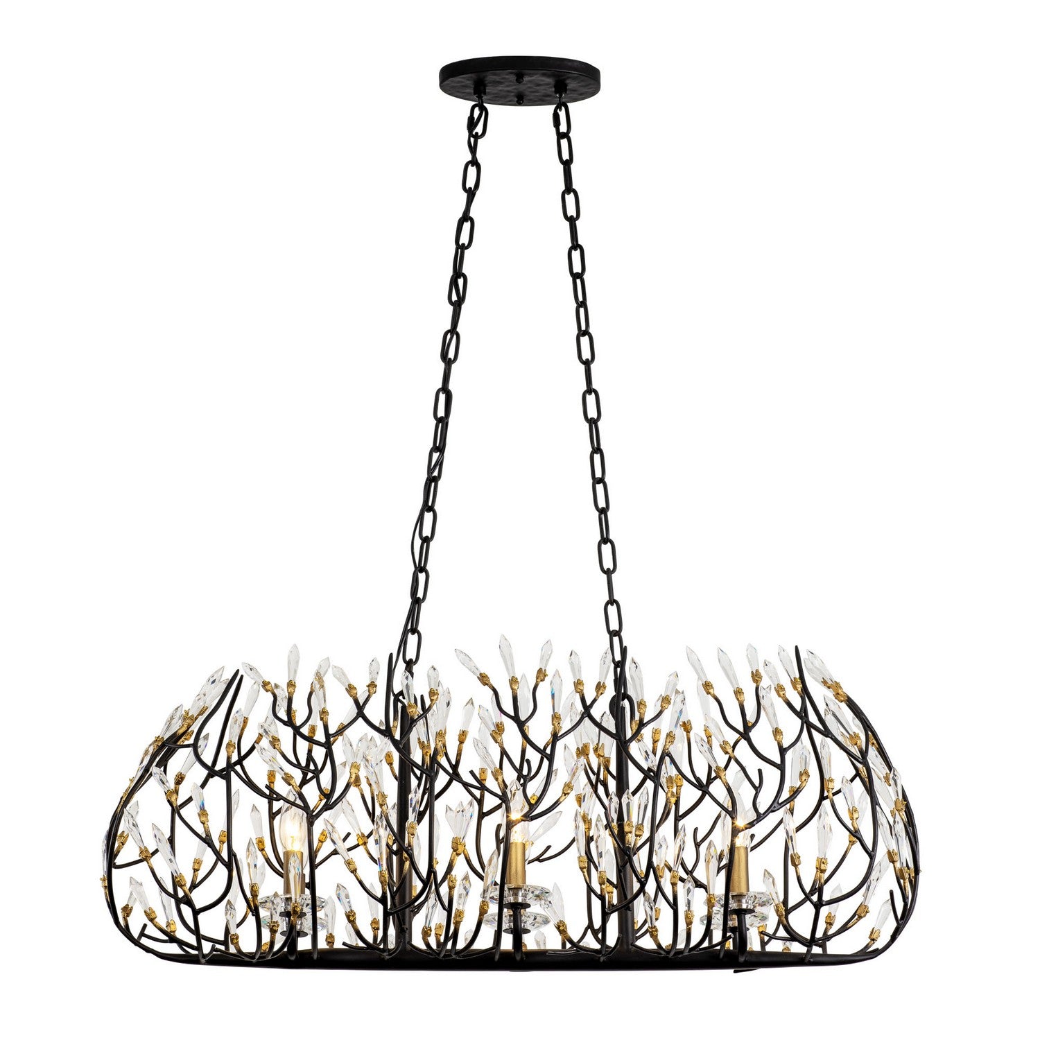 Varaluz - 271N06MBFG - Six Light Linear Pendant - Bask - Matte Black/French Gold