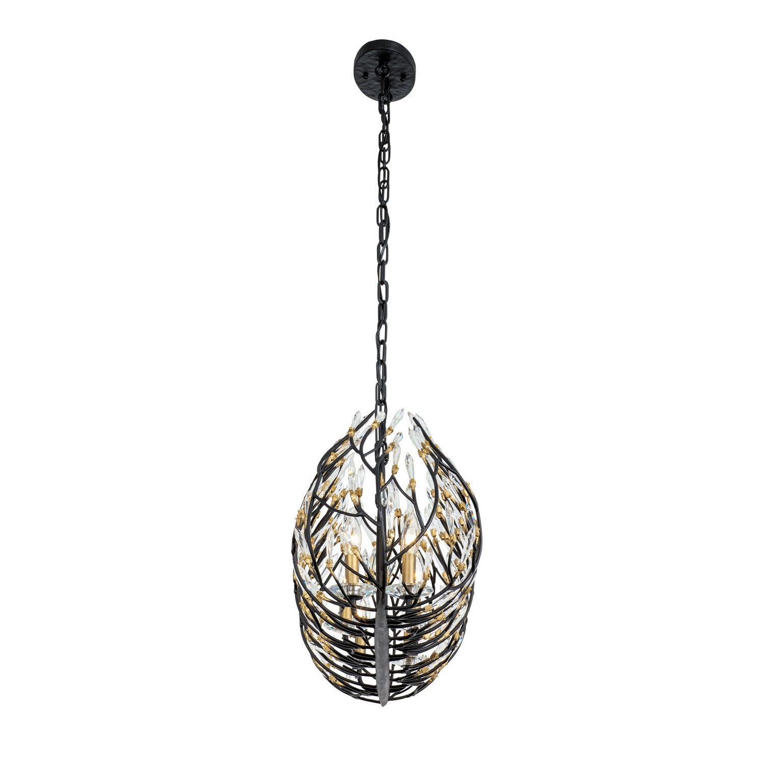 Varaluz - 271N06MBFG - Six Light Linear Pendant - Bask - Matte Black/French Gold