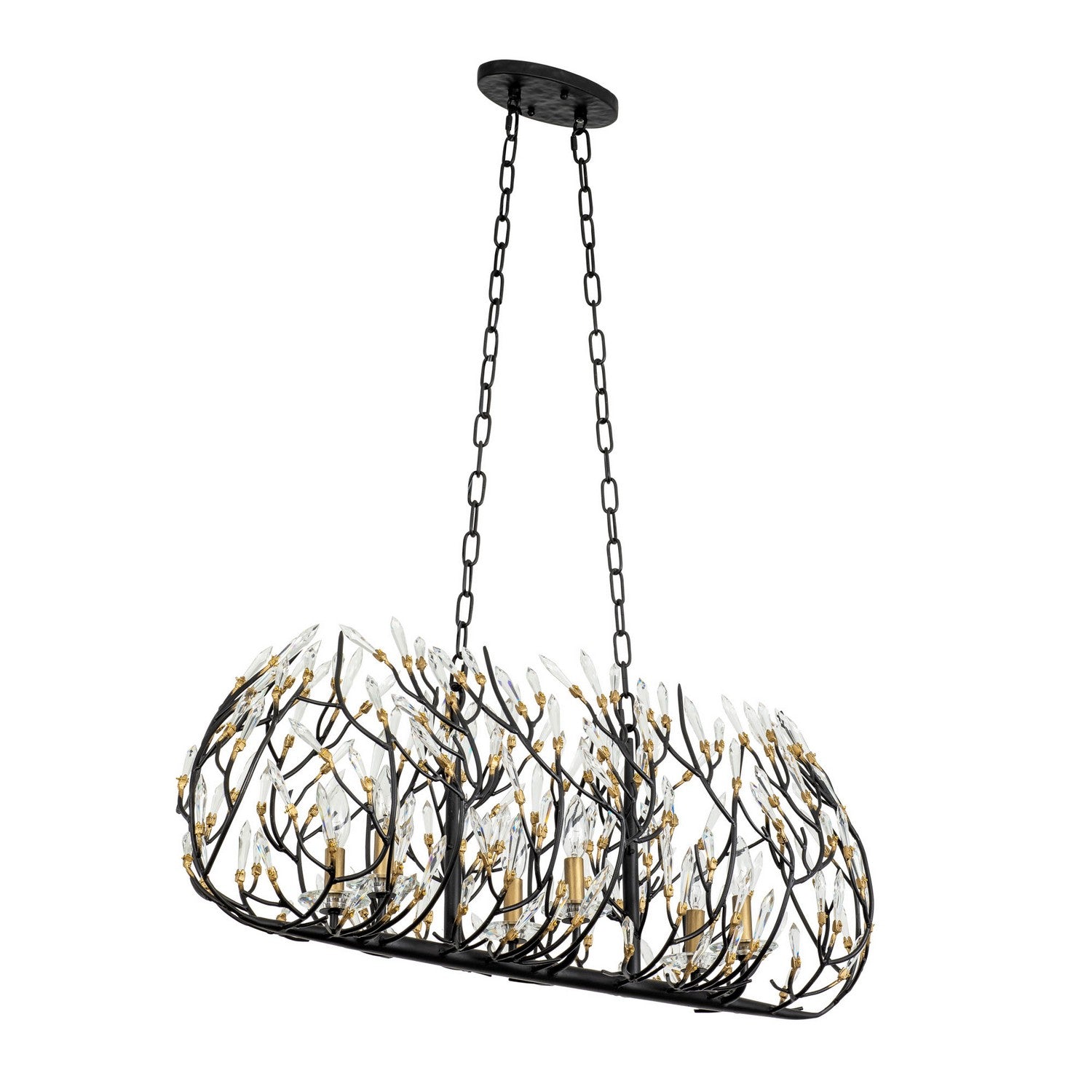 Varaluz - 271N06MBFG - Six Light Linear Pendant - Bask - Matte Black/French Gold