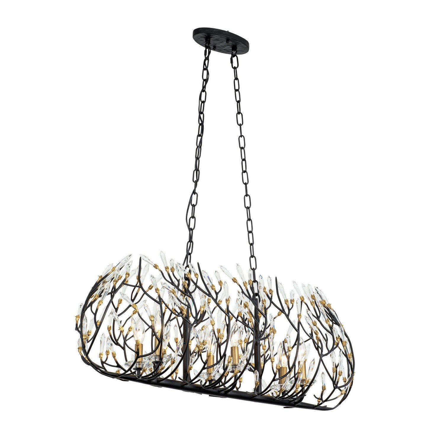 Varaluz - 271N06MBFG - Six Light Linear Pendant - Bask - Matte Black/French Gold