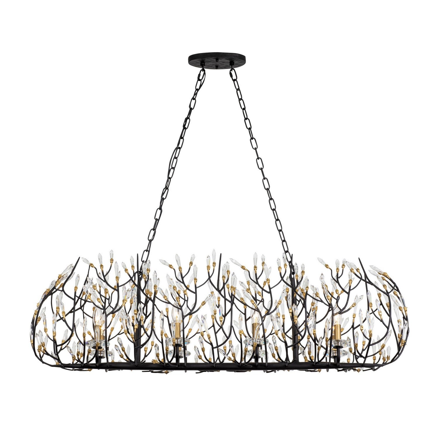 Varaluz - 271N08MBFG - Eight Light Linear Pendant - Bask - Matte Black/French Gold