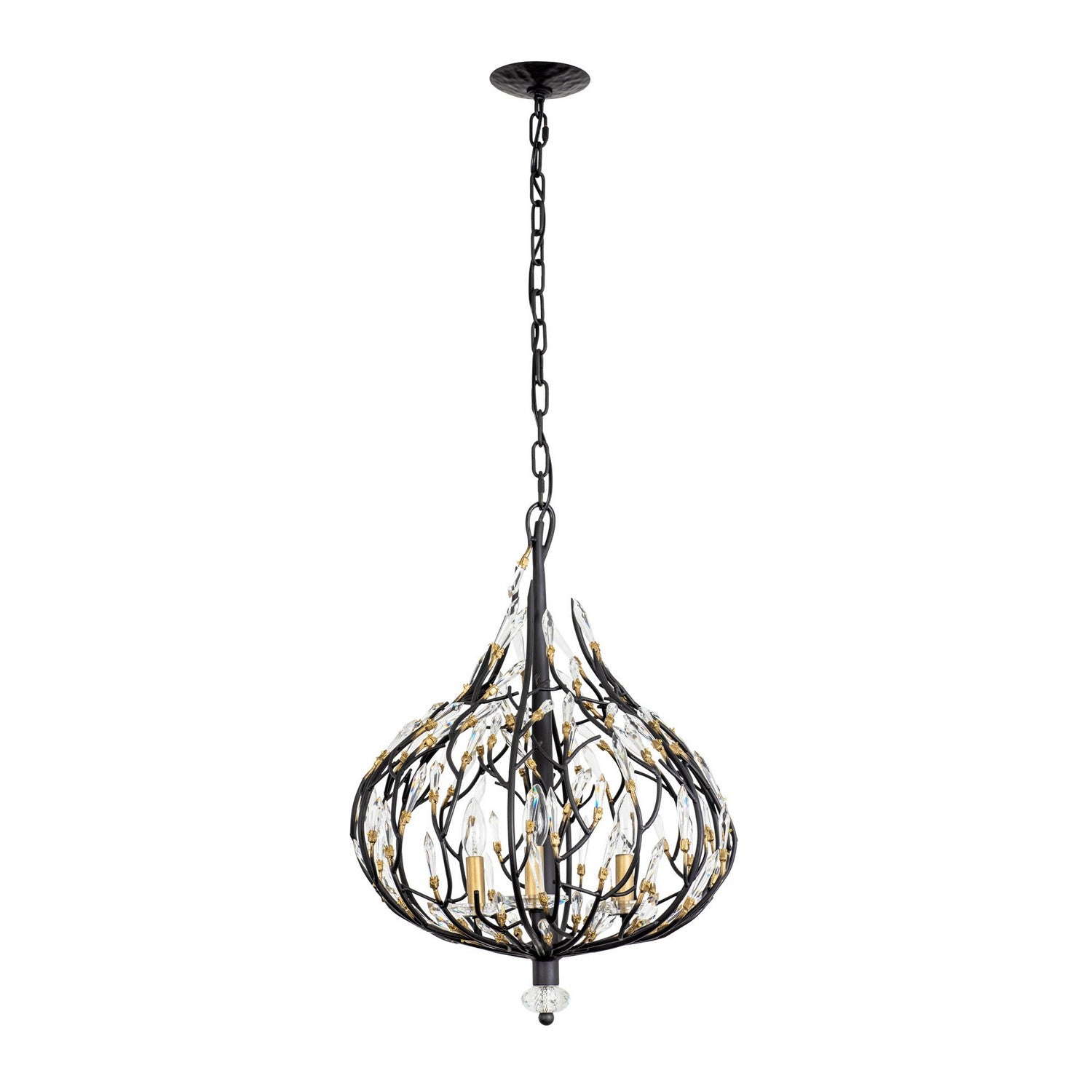 Varaluz - 271P03MBFG - Three Light Pendant - Bask - Matte Black/French Gold