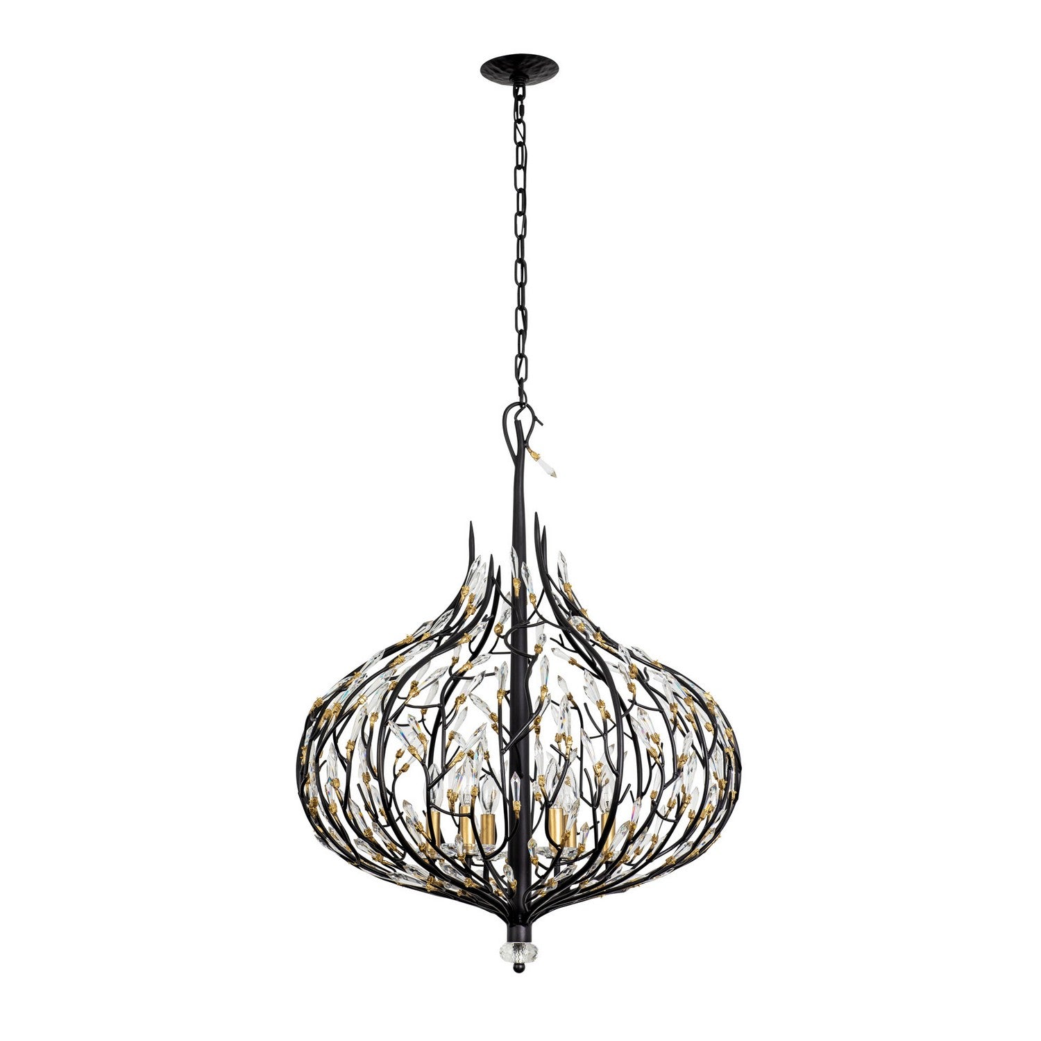 Varaluz - 271P06MBFG - Six Light Pendant - Bask - Matte Black/French Gold