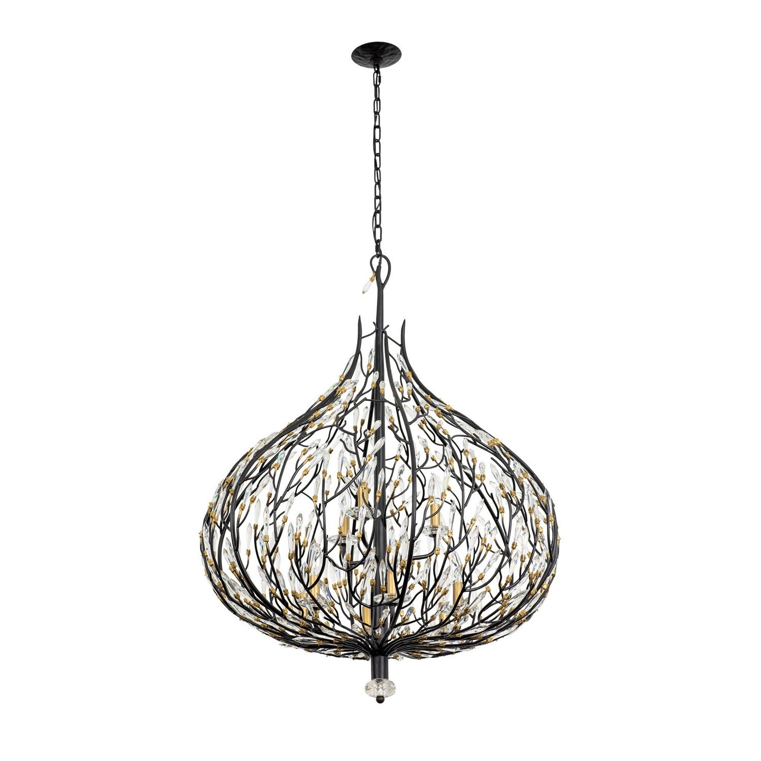 Varaluz - 271P09MBFG - Nine Light Pendant - Bask - Matte Black/French Gold