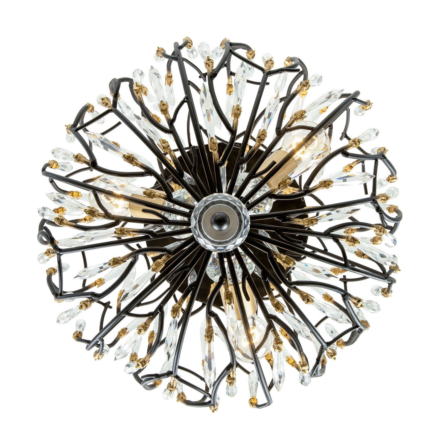 Varaluz - 271S03MBFG - Three Light Semi-Flush Mount - Bask - Matte Black/French Gold
