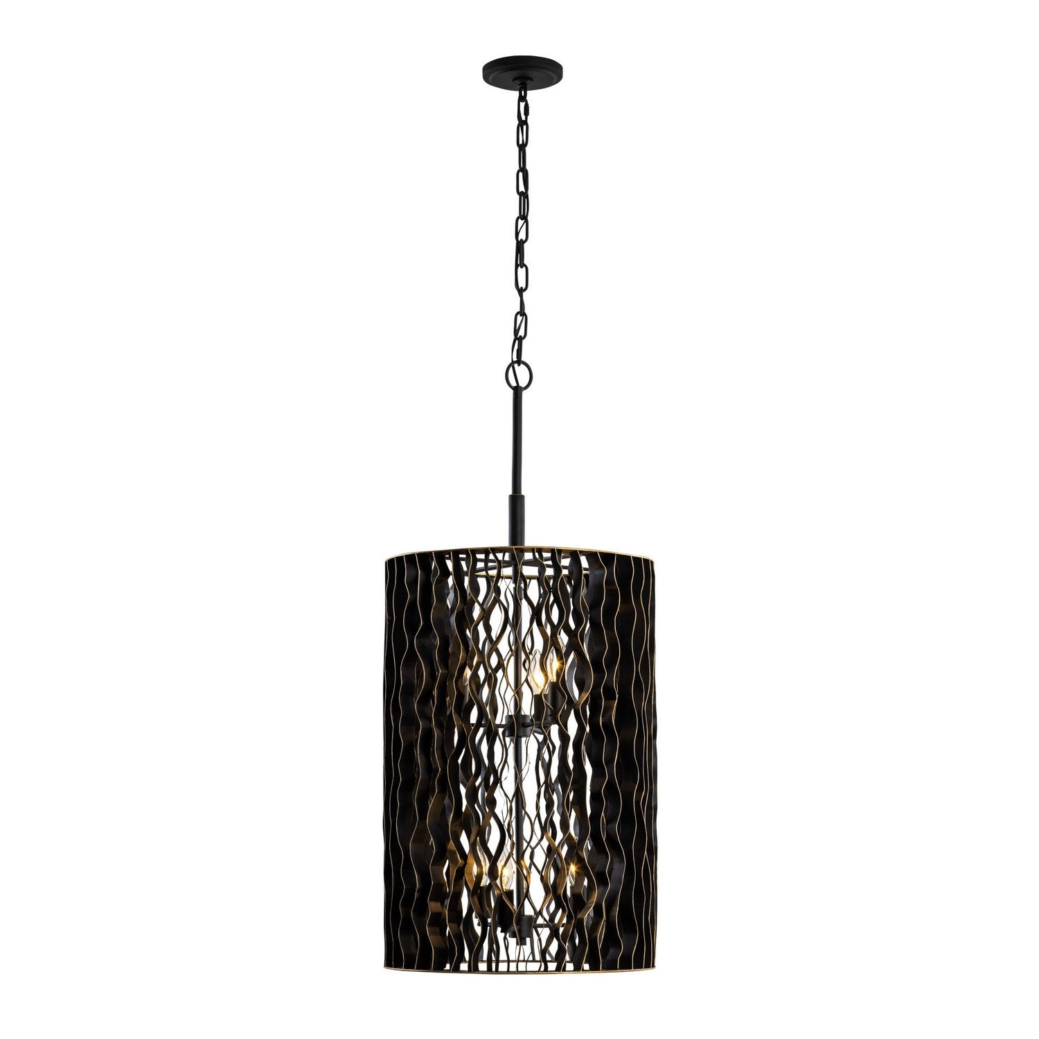 Varaluz - 380F06MBFG - Six Light Foyer Pendant - Estela - Matte Black/French Gold