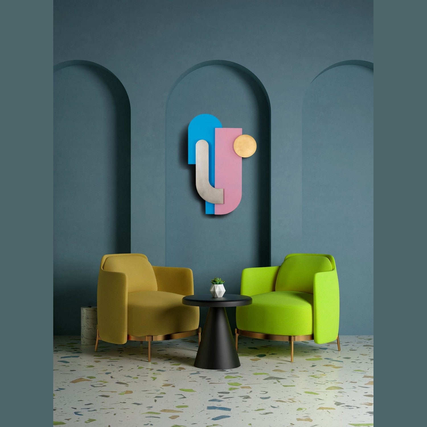 Varaluz - 425WA91 - Wall Art - Danny - Blue / Pink / Silver and Gold Leaf