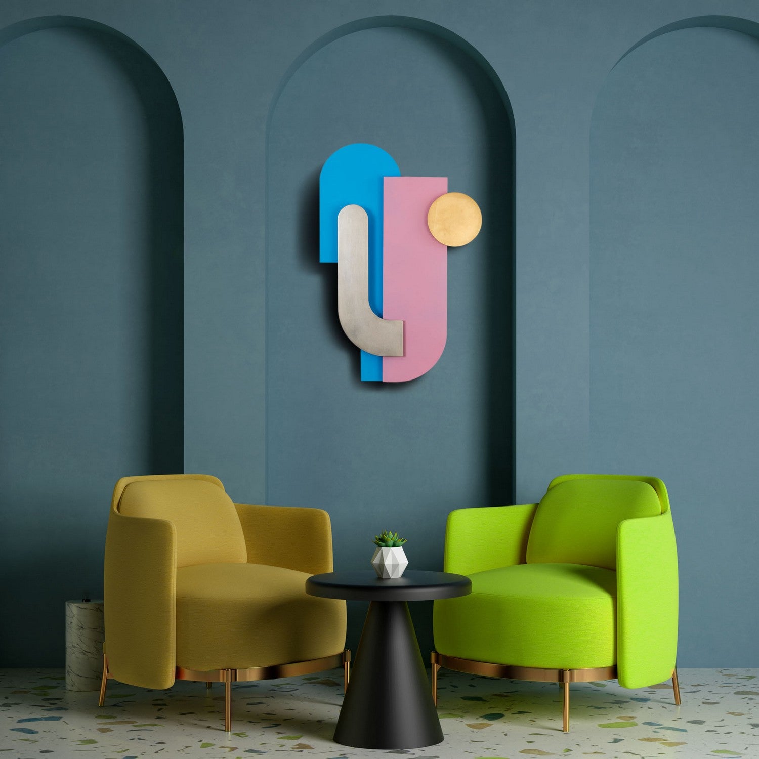 Varaluz - 425WA91 - Wall Art - Danny - Blue / Pink / Silver and Gold Leaf