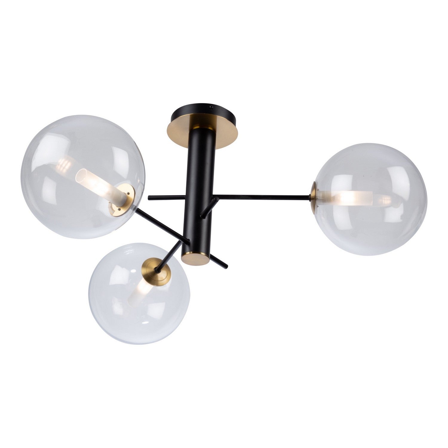 Artcraft - AC11763VB - Three Light Semi-Flush Mount - Aurelia - Matte Black & Brass