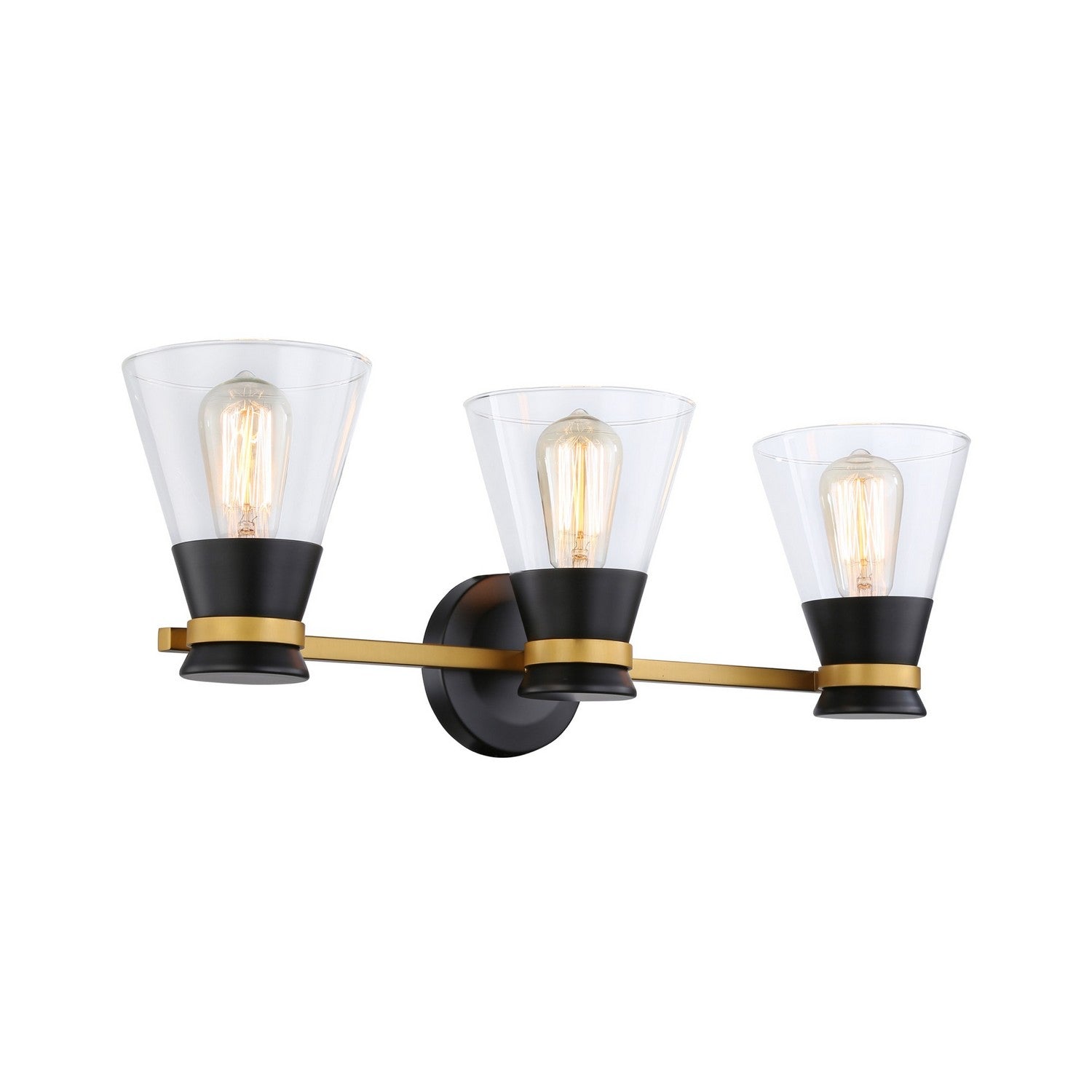 Artcraft - AC11803BB - Three Light Vanity - Kanata - Black & Brushed Brass