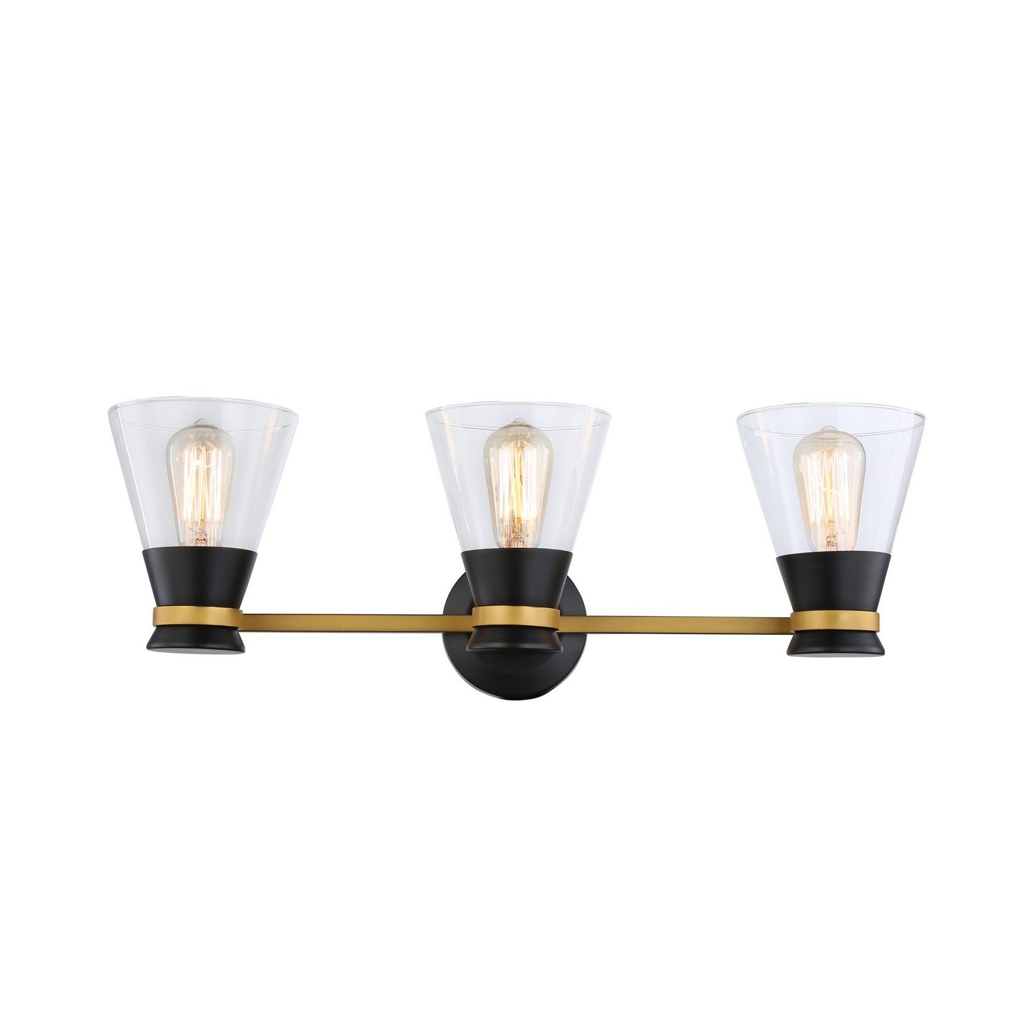 Artcraft - AC11803BB - Three Light Vanity - Kanata - Black & Brushed Brass