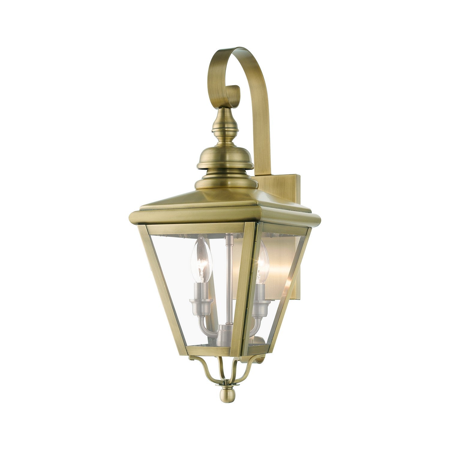 Livex Lighting - 27372-01 - Two Light Outdoor Wall Lantern - Adams - Antique Brass with Brushed Nickel