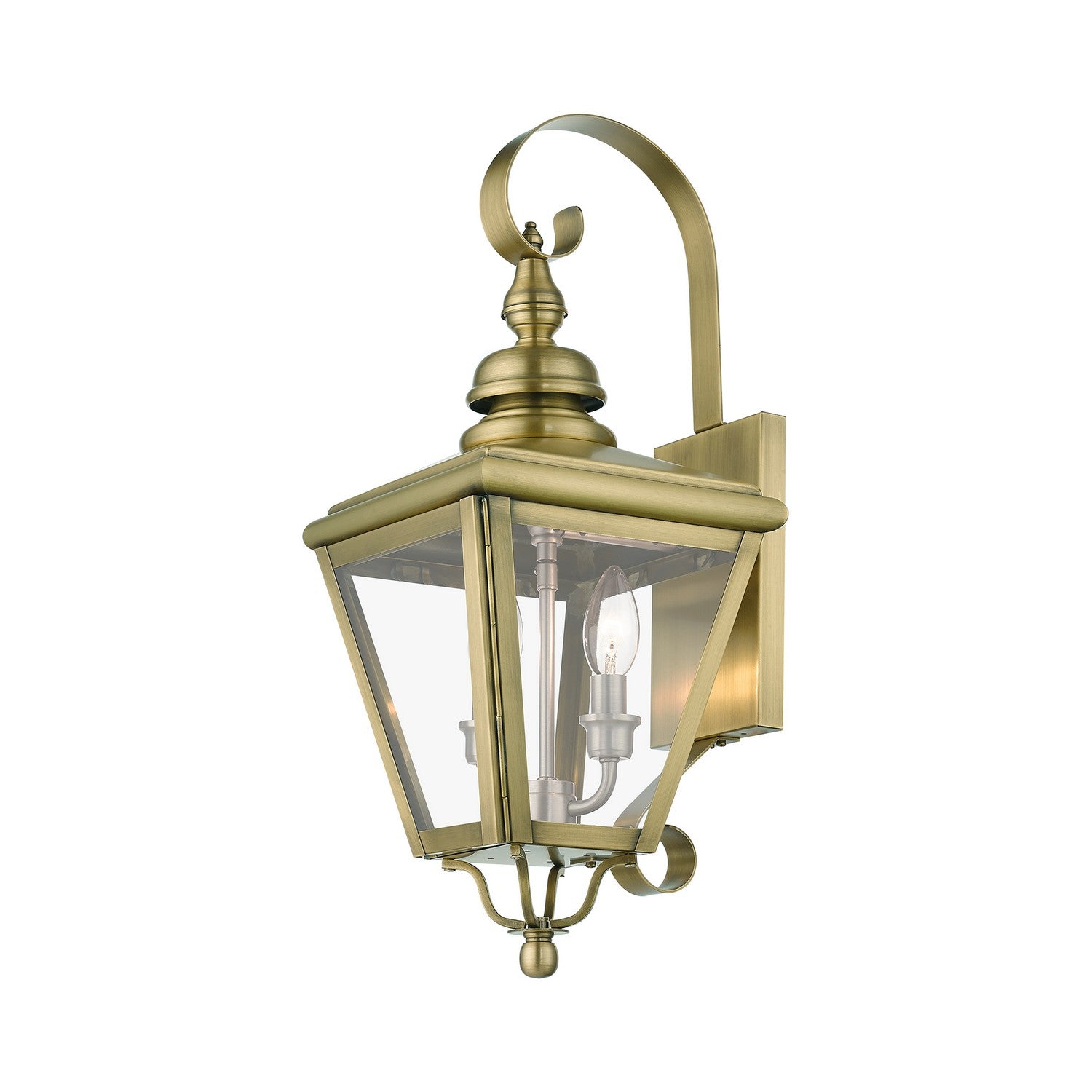 Livex Lighting - 27372-01 - Two Light Outdoor Wall Lantern - Adams - Antique Brass with Brushed Nickel