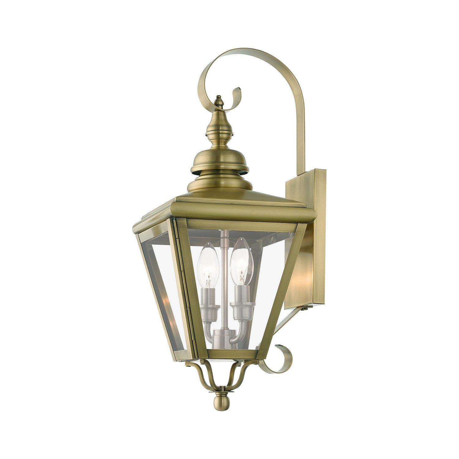 Livex Lighting - 27372-01 - Two Light Outdoor Wall Lantern - Adams - Antique Brass with Brushed Nickel
