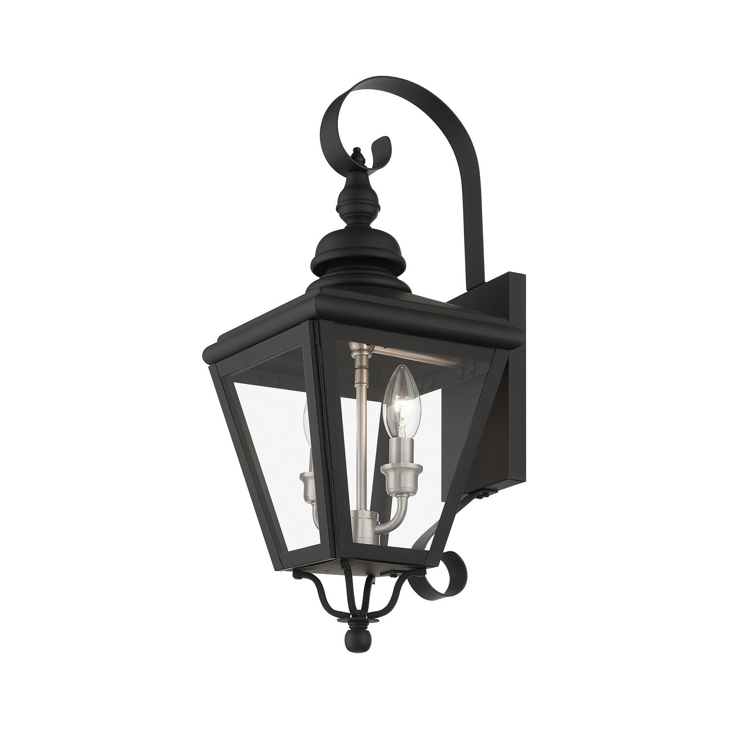 Livex Lighting - 27372-04 - Two Light Outdoor Wall Lantern - Adams - Black with Brushed Nickel