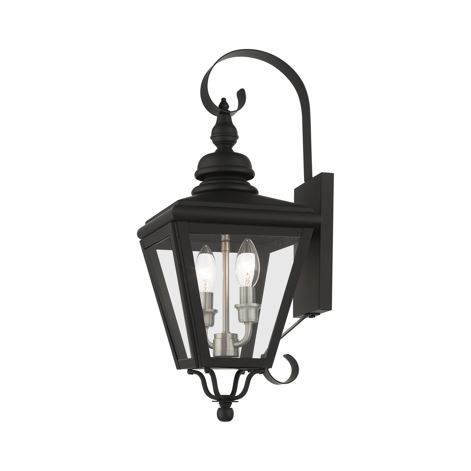 Livex Lighting - 27372-04 - Two Light Outdoor Wall Lantern - Adams - Black with Brushed Nickel
