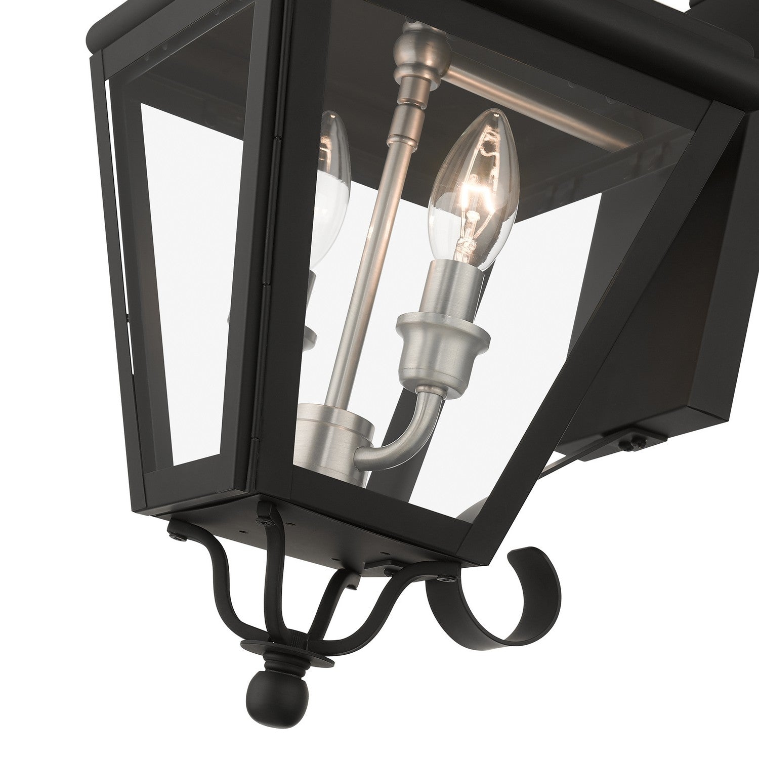 Livex Lighting - 27372-04 - Two Light Outdoor Wall Lantern - Adams - Black with Brushed Nickel