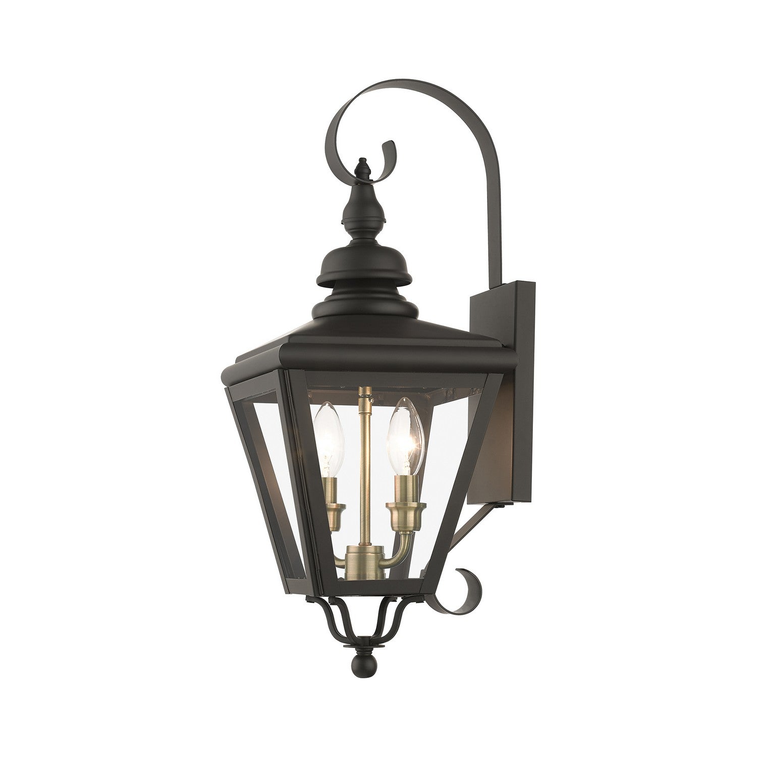 Livex Lighting - 27372-07 - Two Light Outdoor Wall Lantern - Adams - Bronze with Antique Brass