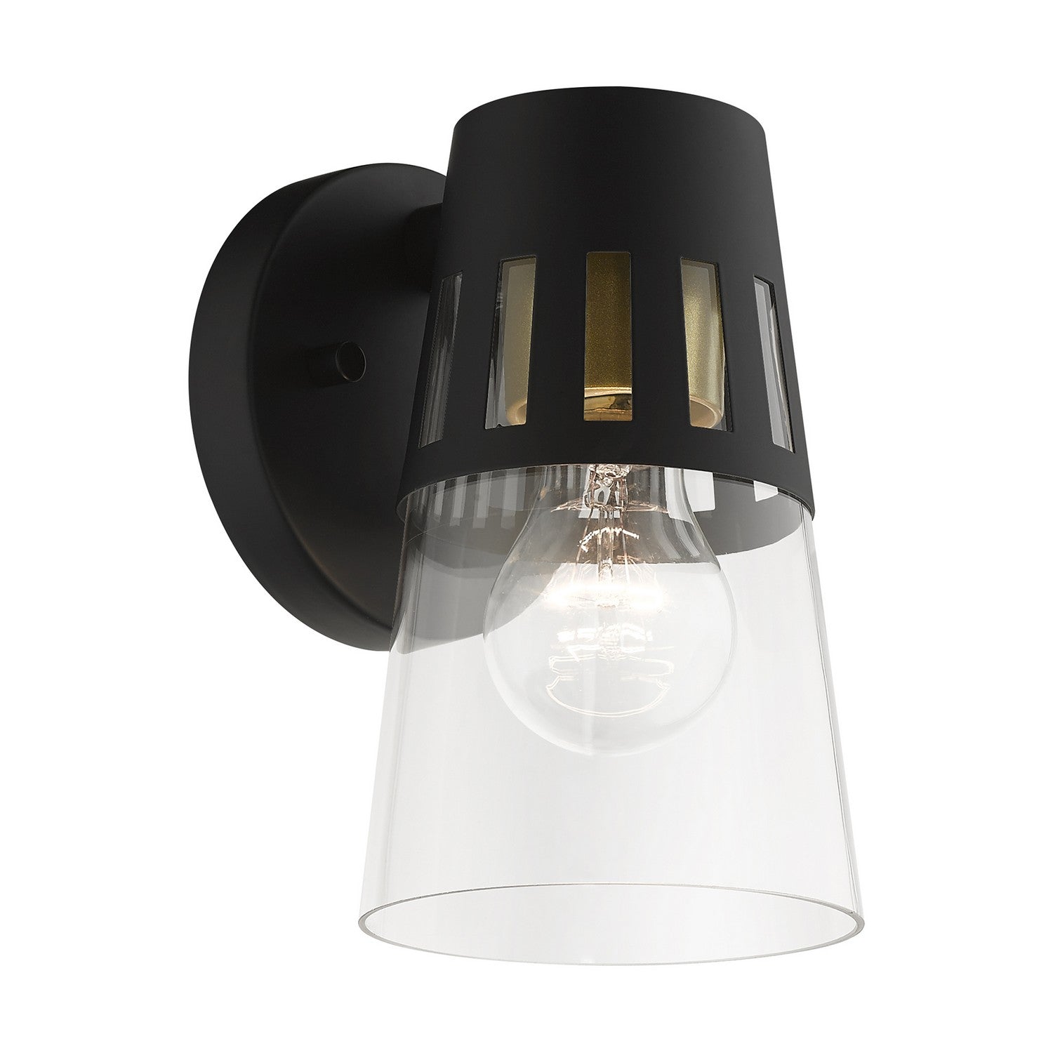 Livex Lighting - 27971-04 - One Light Outdoor Wall Lantern - Covington - Black with Soft Gold